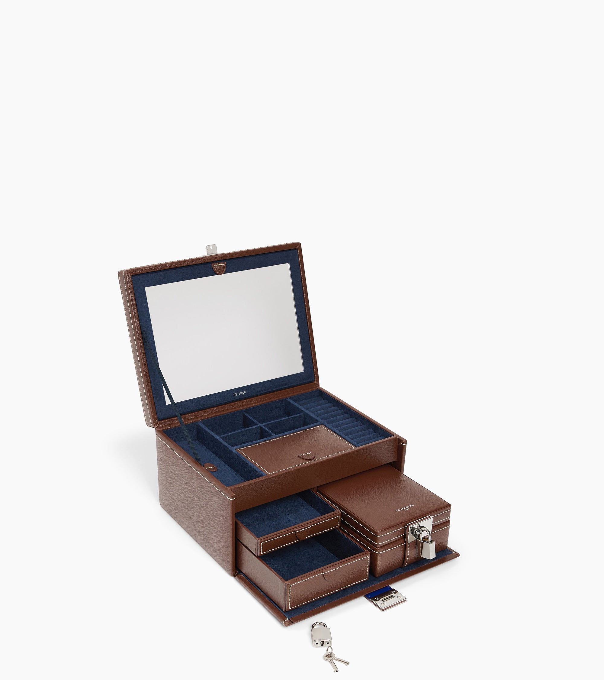 Grande boîte à bijoux en cuir