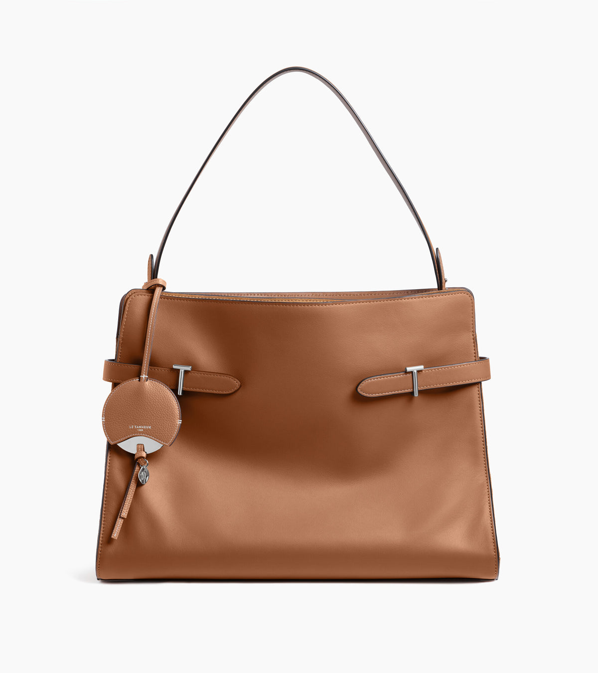 Mirror charm in grained leather