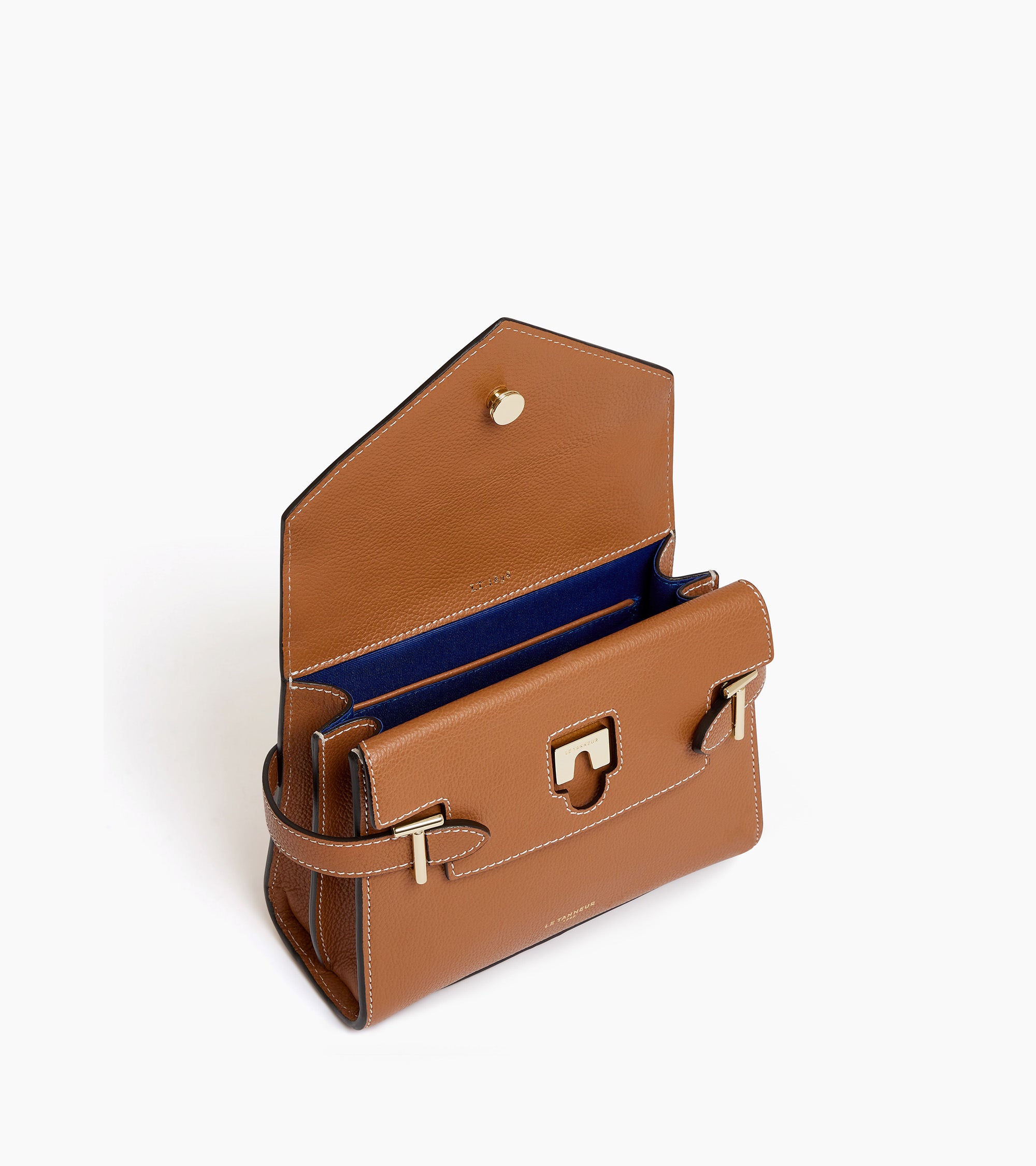 Bolso de mano pequeño Emilie de piel texturizada con doble solapa