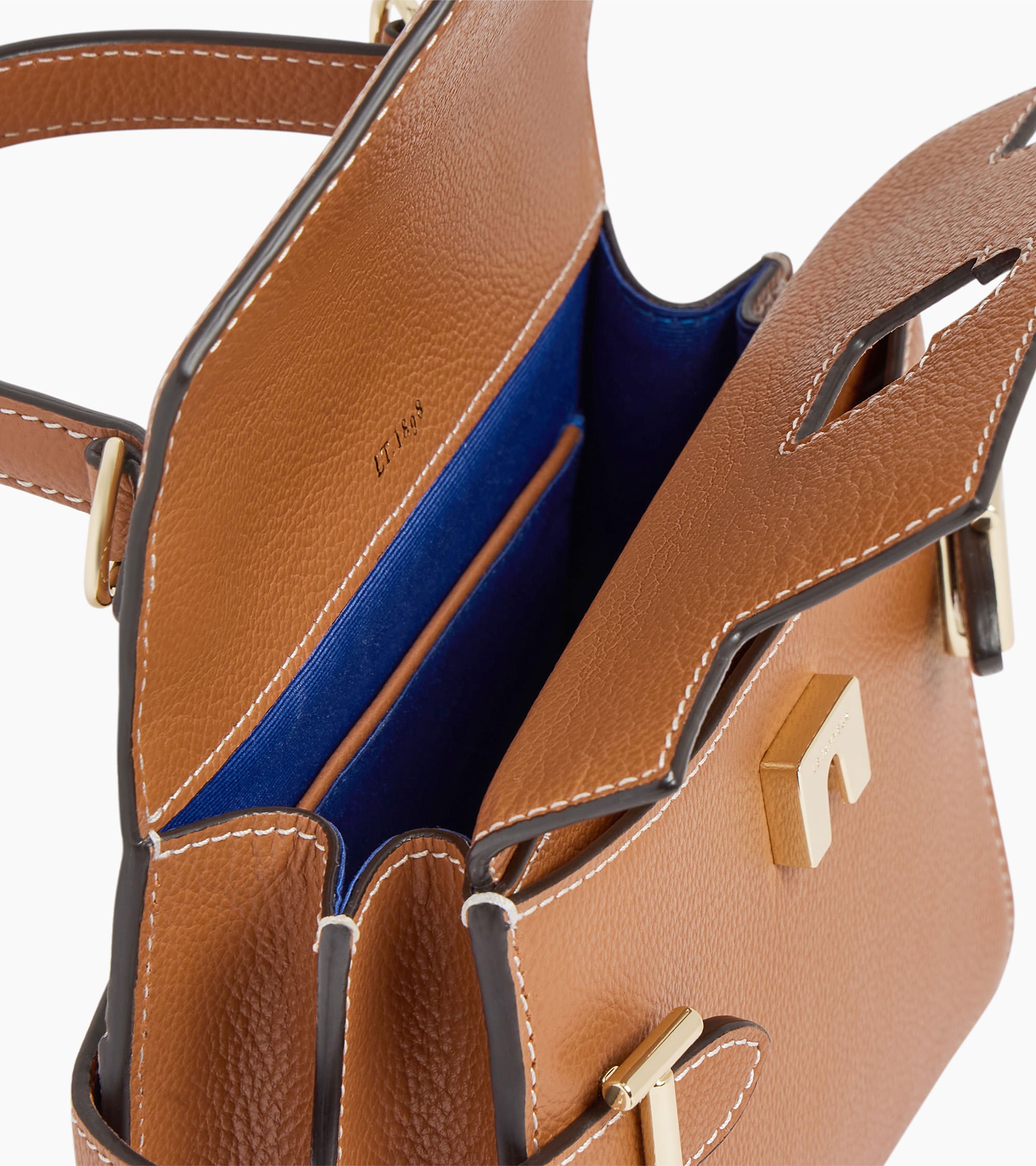 Bolso de mano pequeño Emilie de piel texturizada con doble solapa