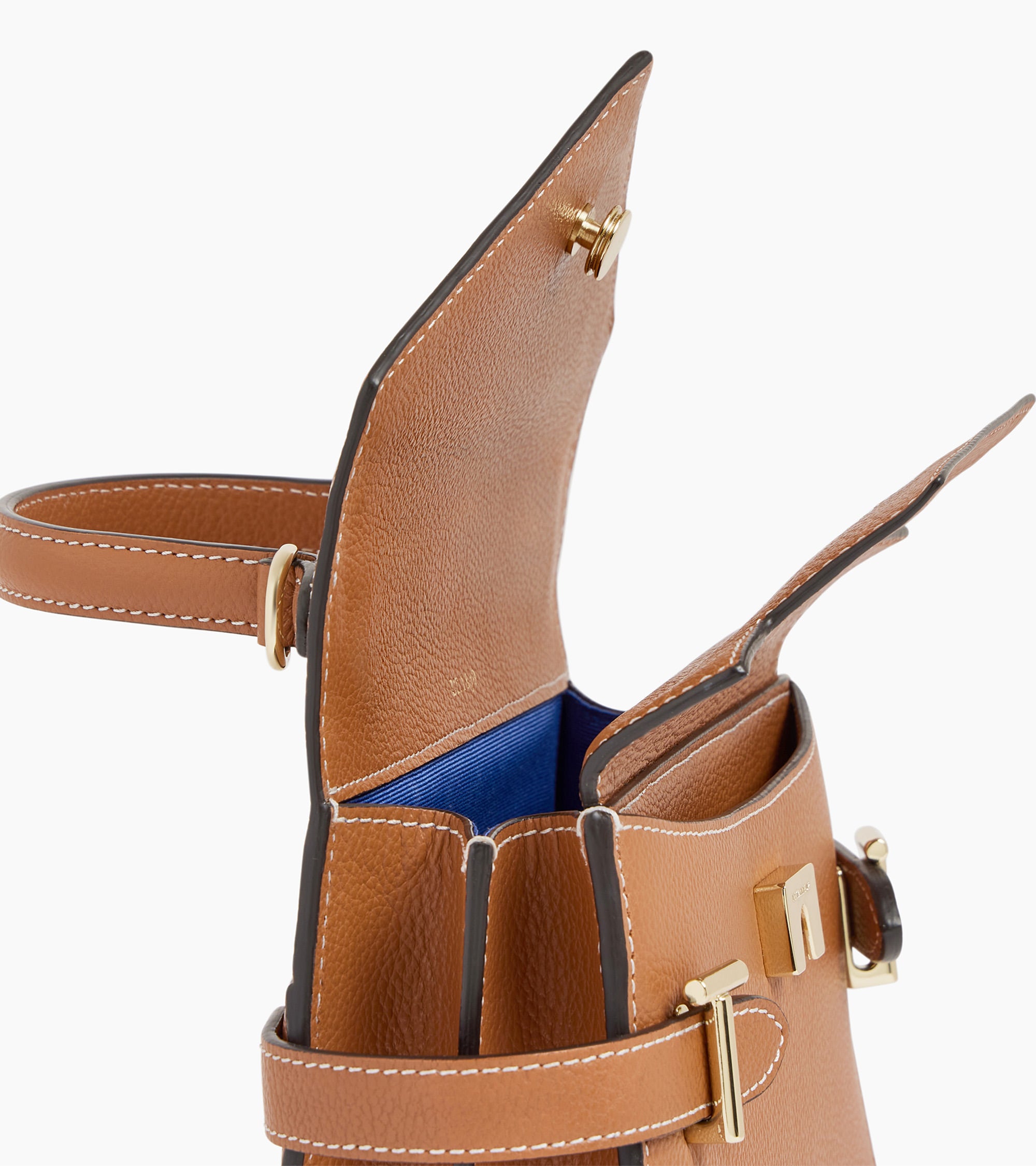 Kleine Handtasche Emilie aus genarbtem Leder mit Doppelklappe