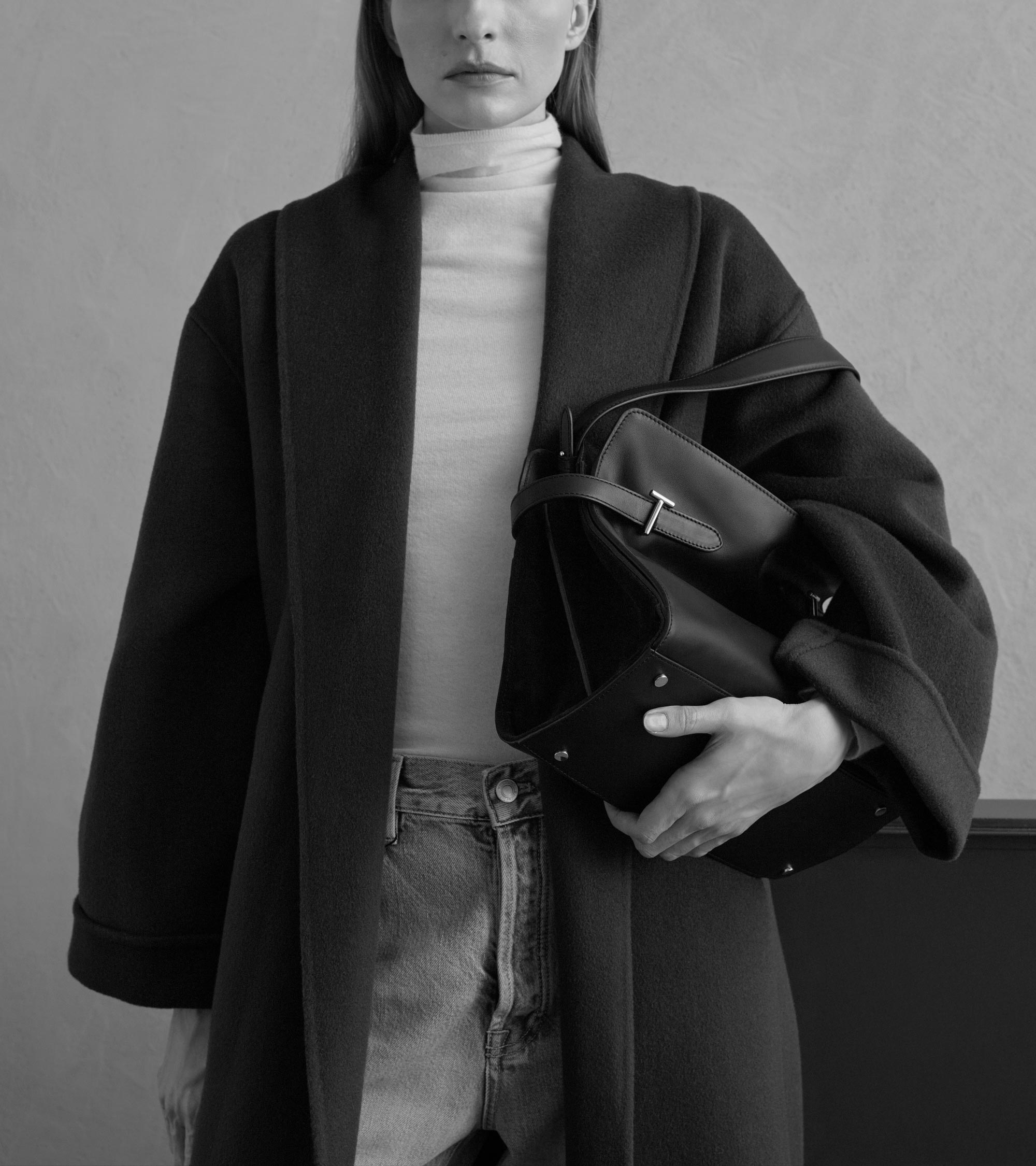 Emie large handbag in smooth leather and nubuck