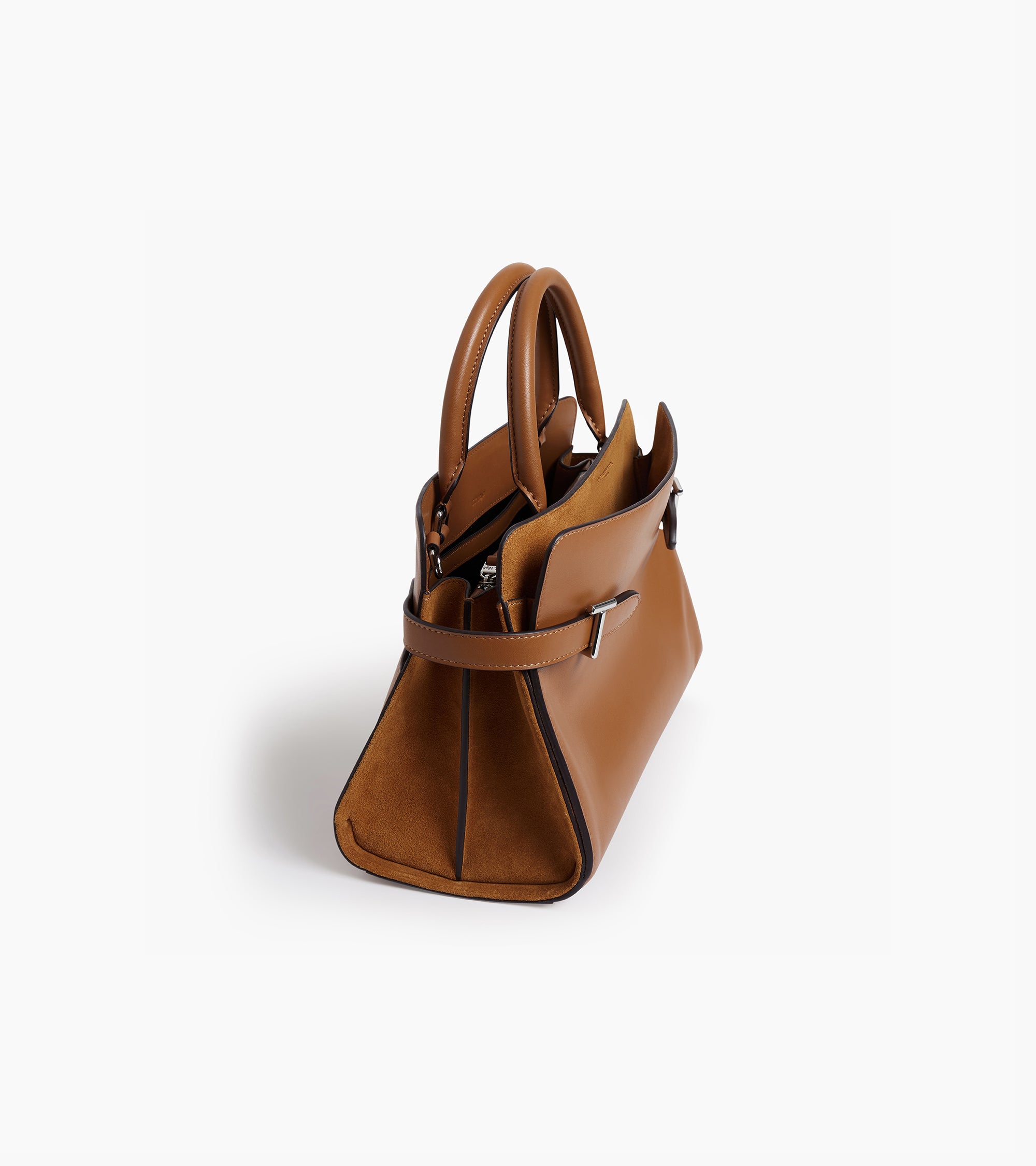 Emie medium handbag in smooth leather and suede