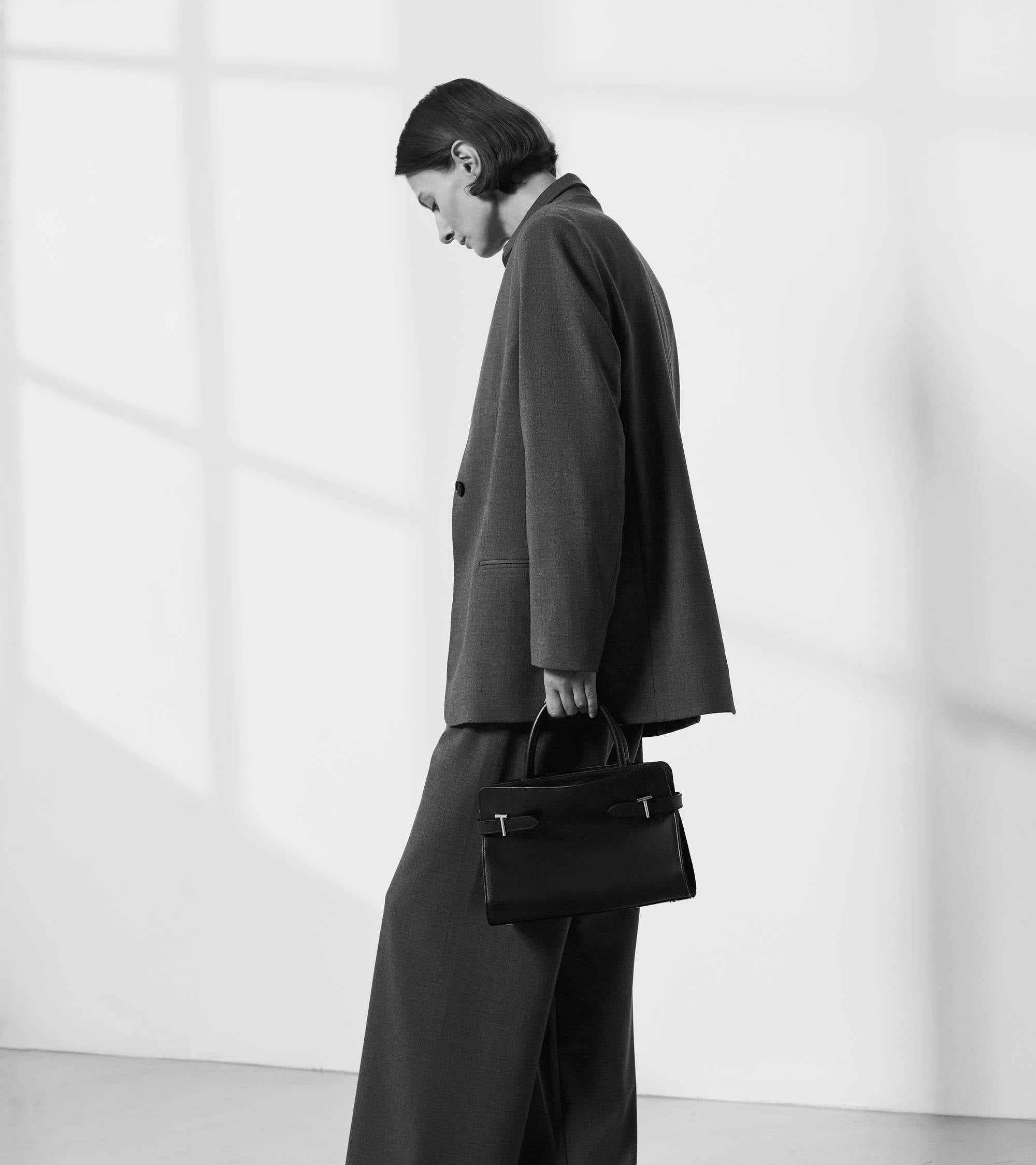 Emie medium handbag in smooth leather and nubuck