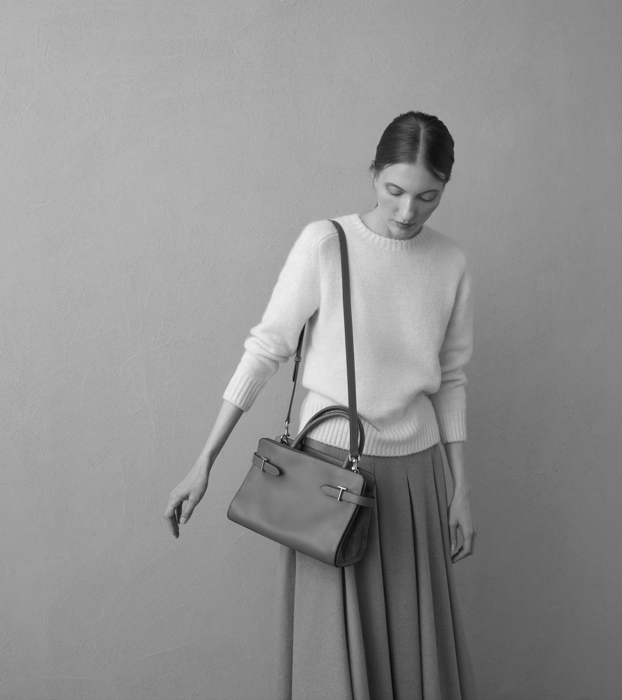 Emie medium handbag in smooth leather and nubuck