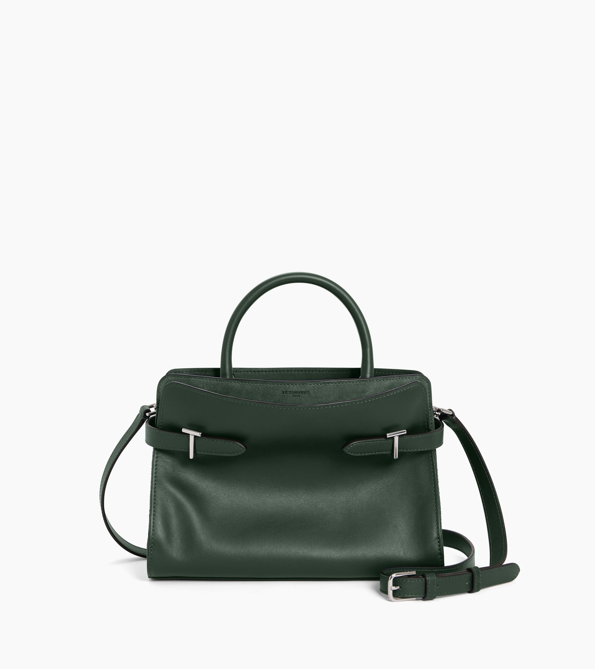 Sac à main moyen modèle Emie en cuir lisse et refente de velours