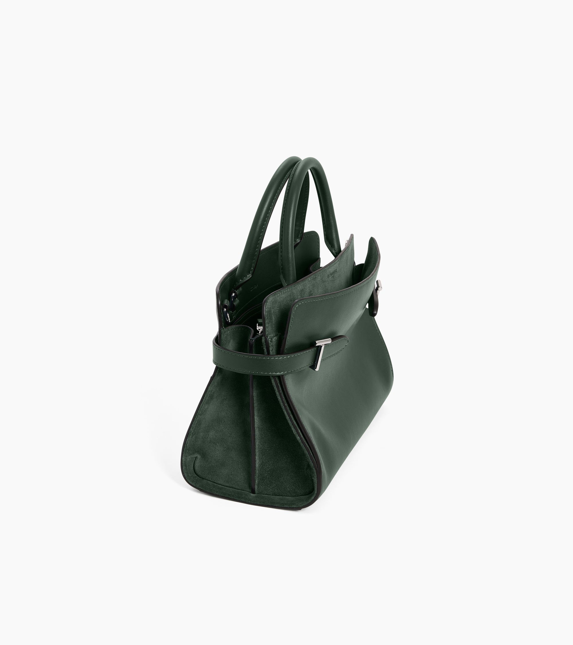 Sac à main moyen modèle Emie en cuir lisse et refente de velours
