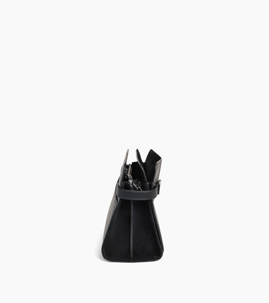 Bolsa de hombro grande modelo Emie en cuero liso y nobuk