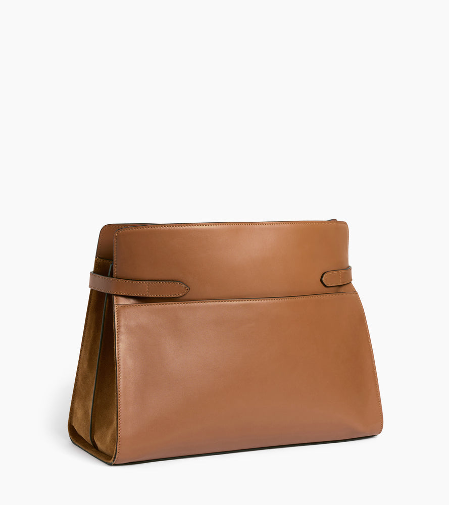 Maxi shoulder bag in smooth leather and nubuck