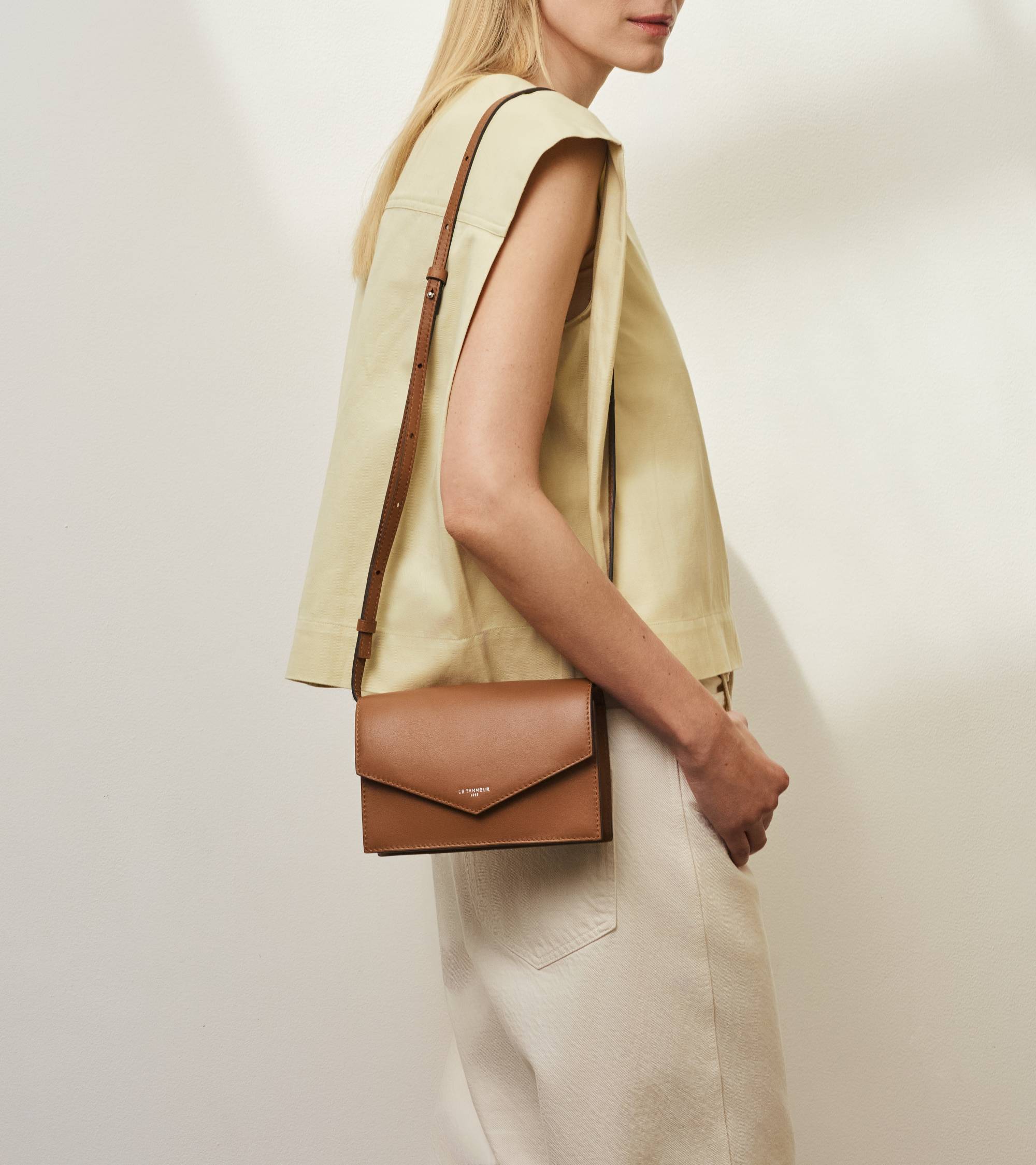 Paulette crossbody clutch in smooth leather