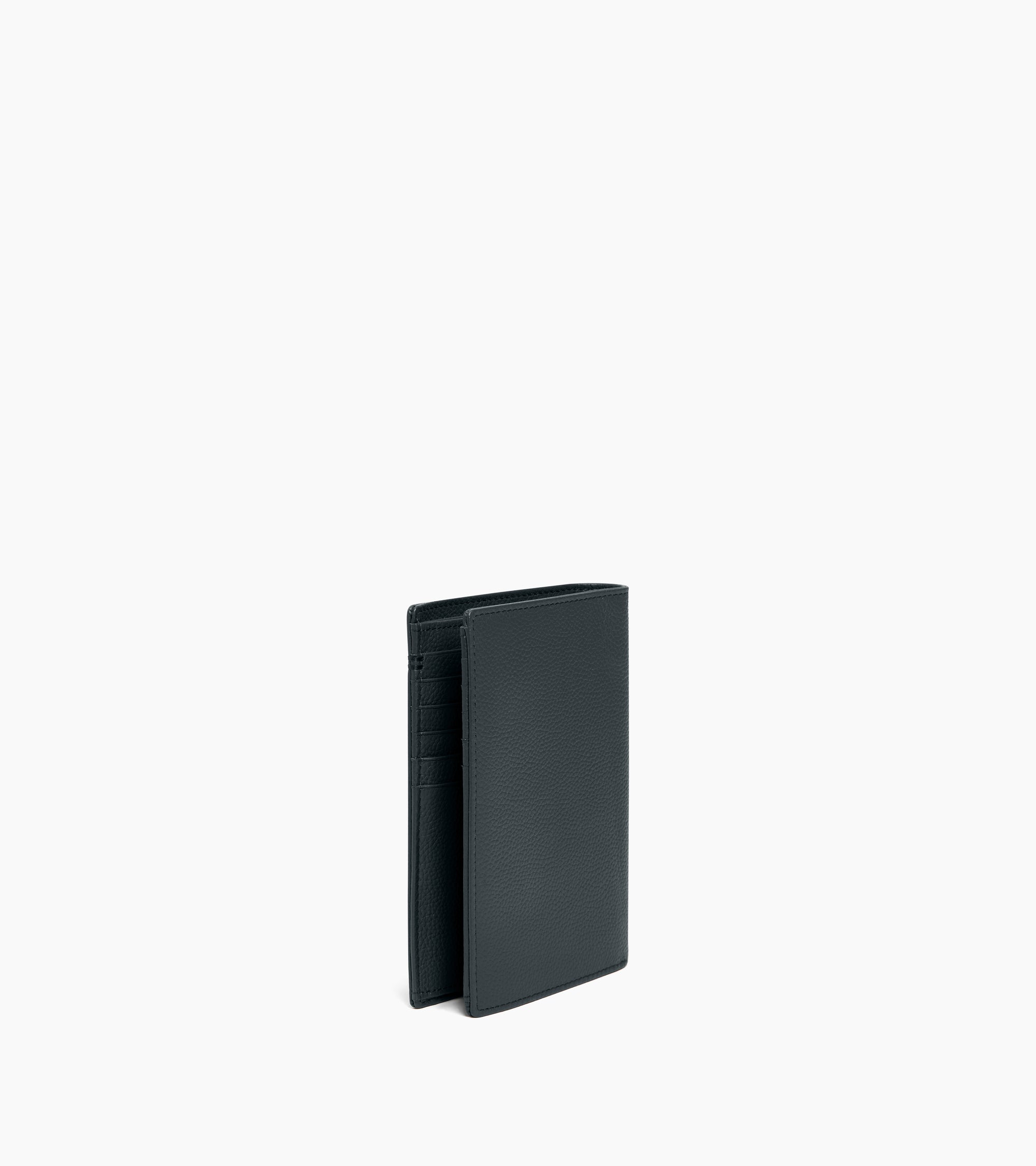 Lucien medium vertical two-fold zipped wallet in grained leather