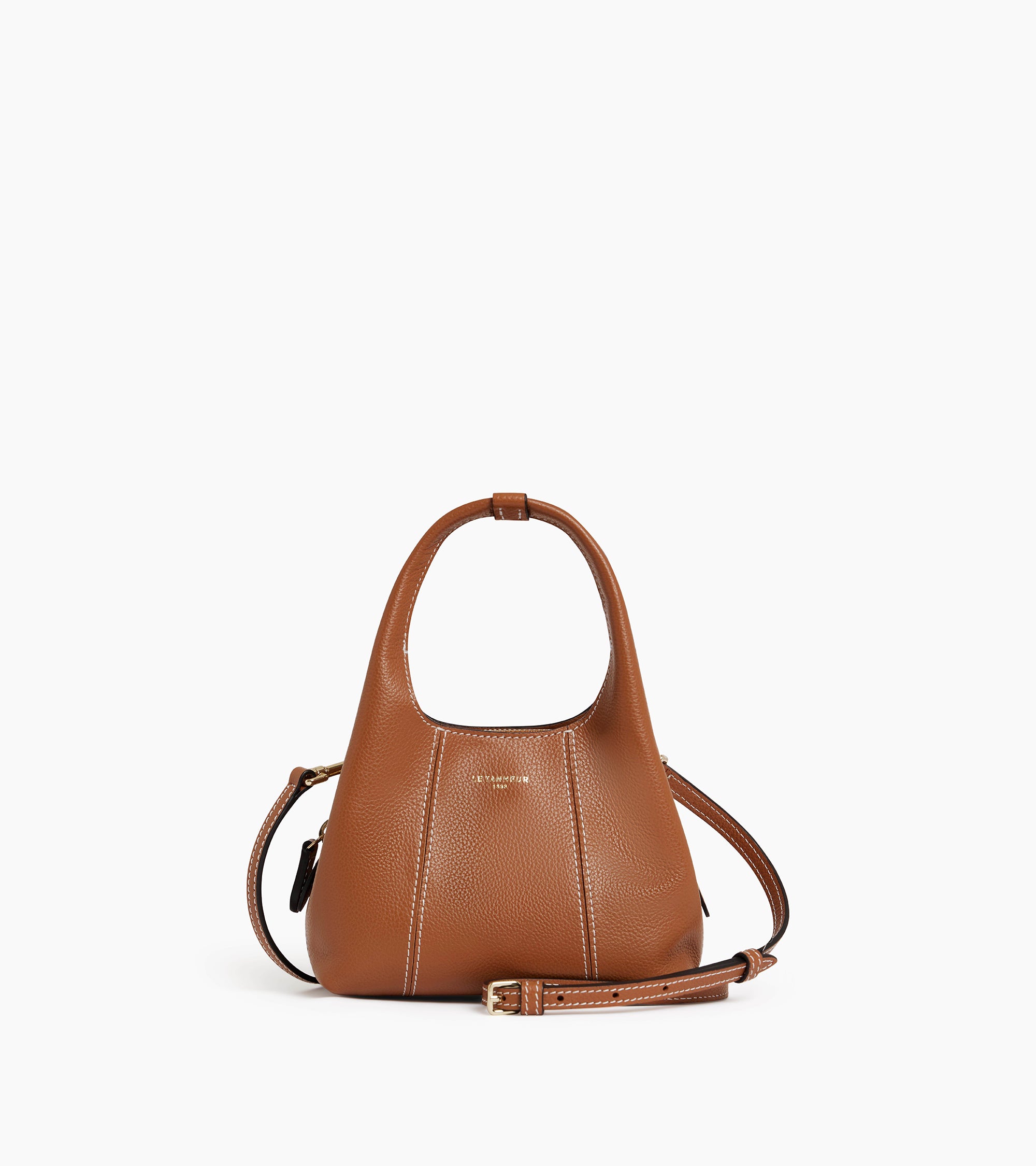 Mini sac à main Juliette en cuir grainé Marron Tan1