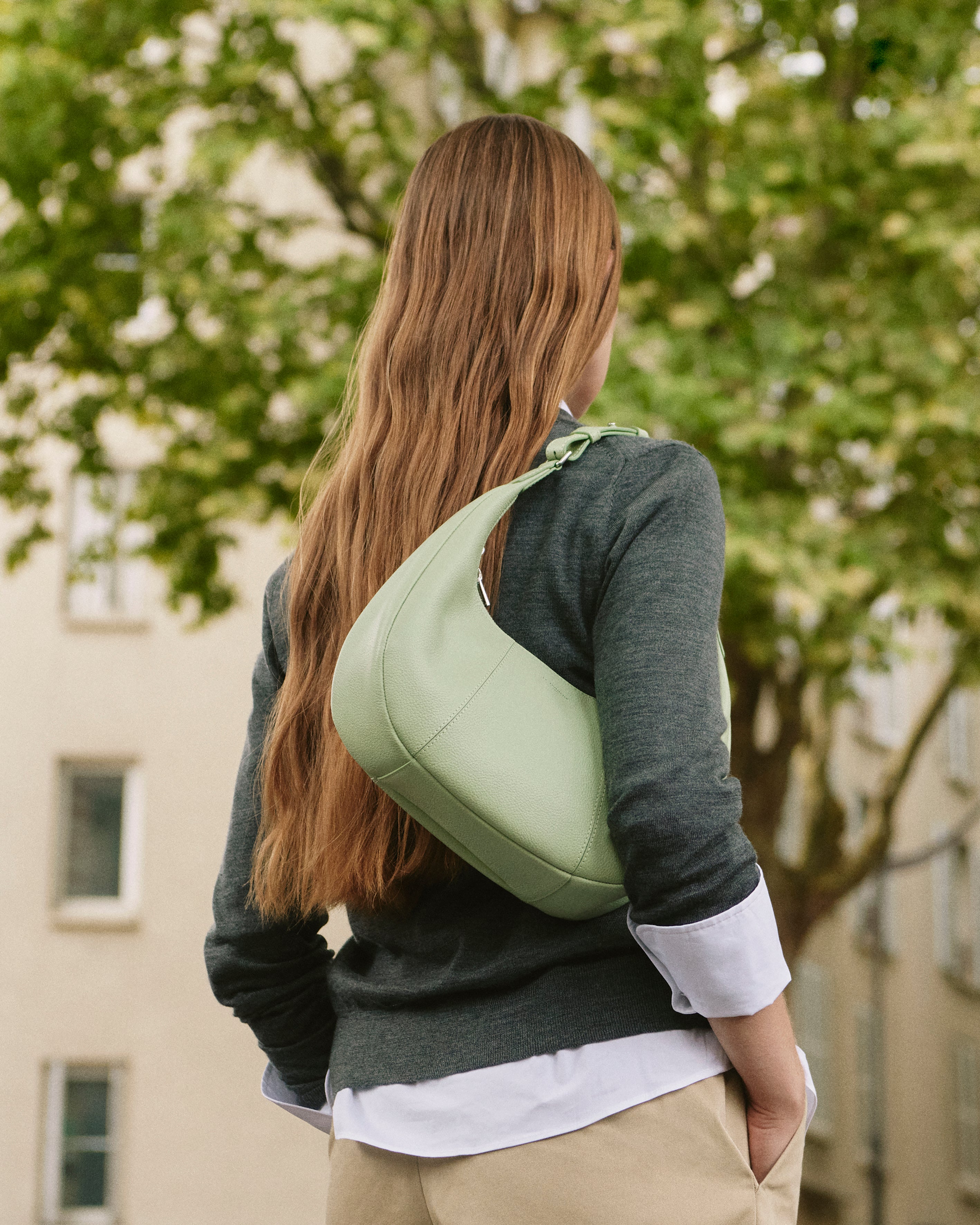 Small Hobo Bag in grained leather