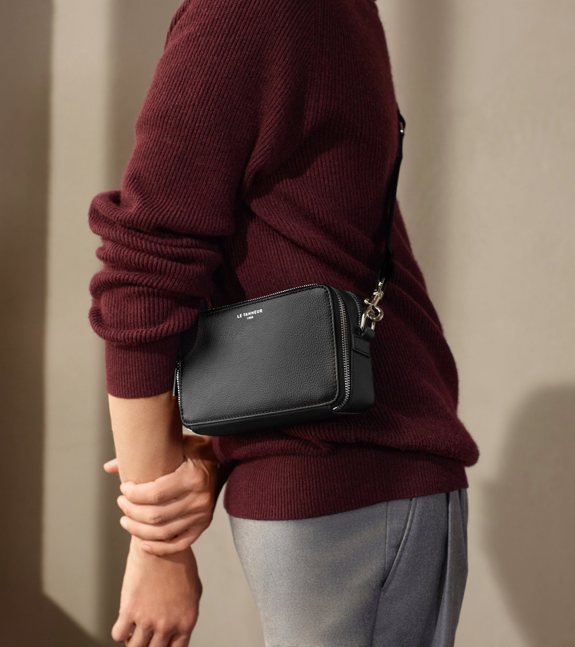 Petite sacoche compartiments Emile en cuir grainé