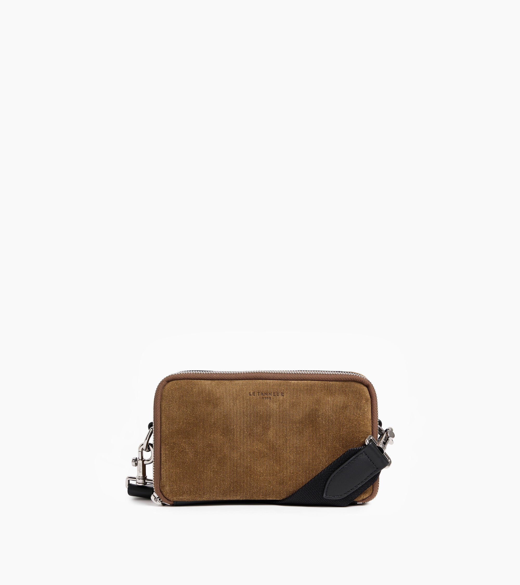 Emile small 2-compartment satchel in embossed suede split leather
