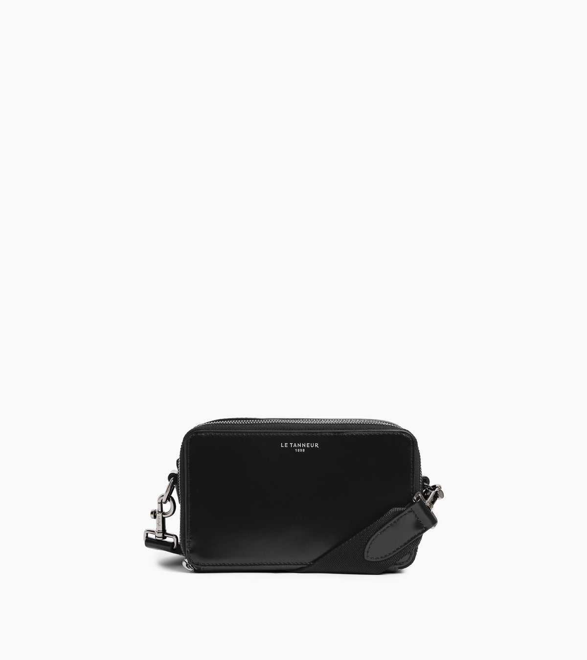 Emile small 2-compartment satchel in smooth box-effect leather