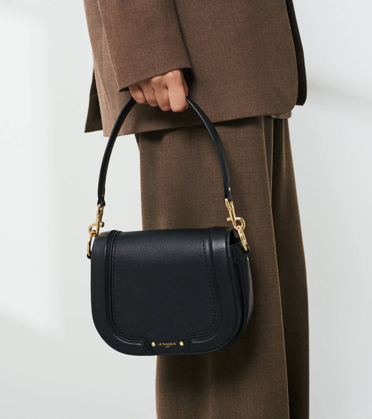 Sac Bandoulière En Cuir Grainé Noir Pour Femme - Marque Boutique Parisienne, Occasion