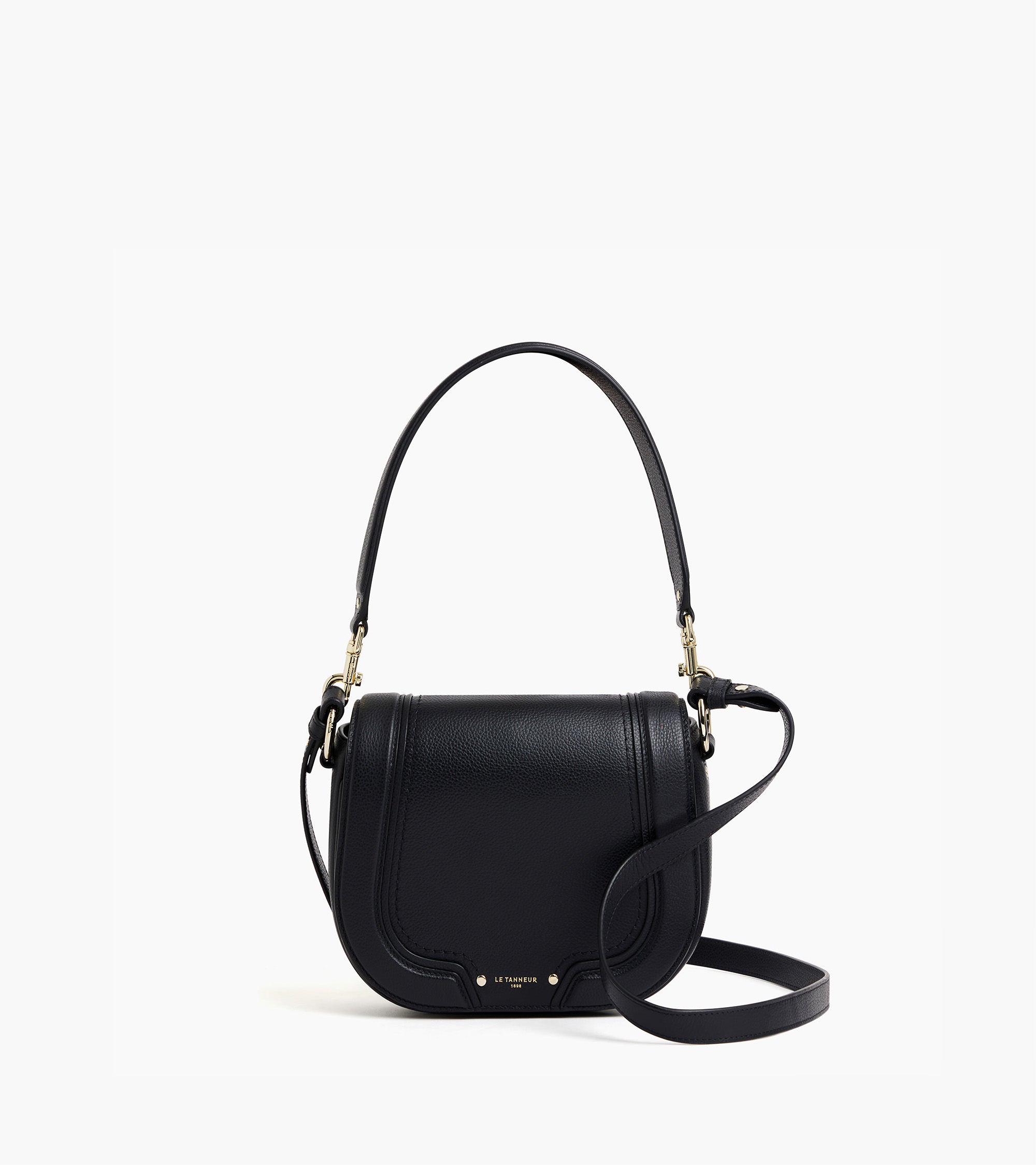 Sac bandoulière moyen modèle Ella en cuir grainé Noir