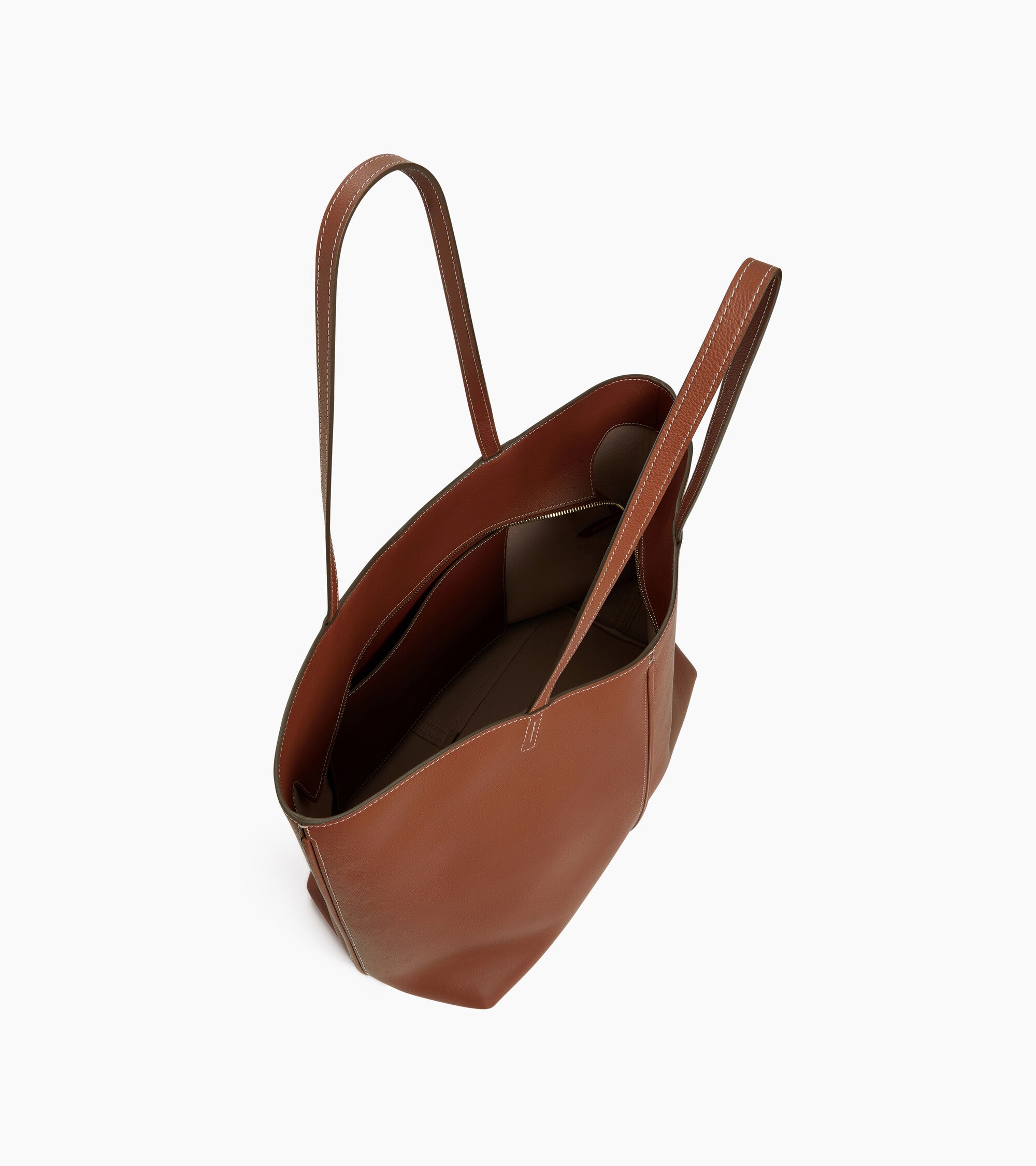 Hortense large tote bag in double-face grained leather