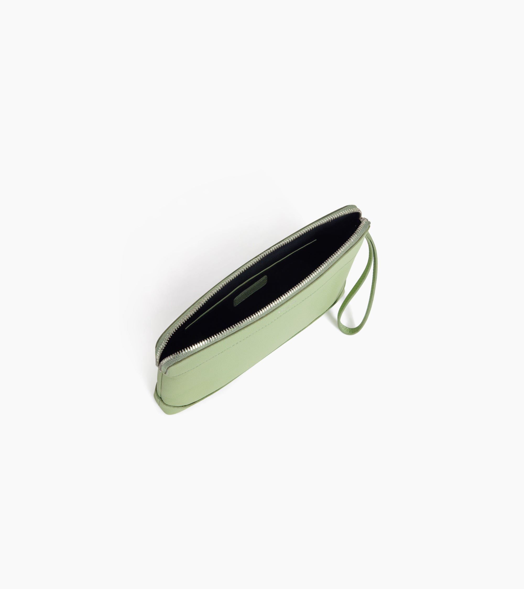 Zipped pouch in grained leather