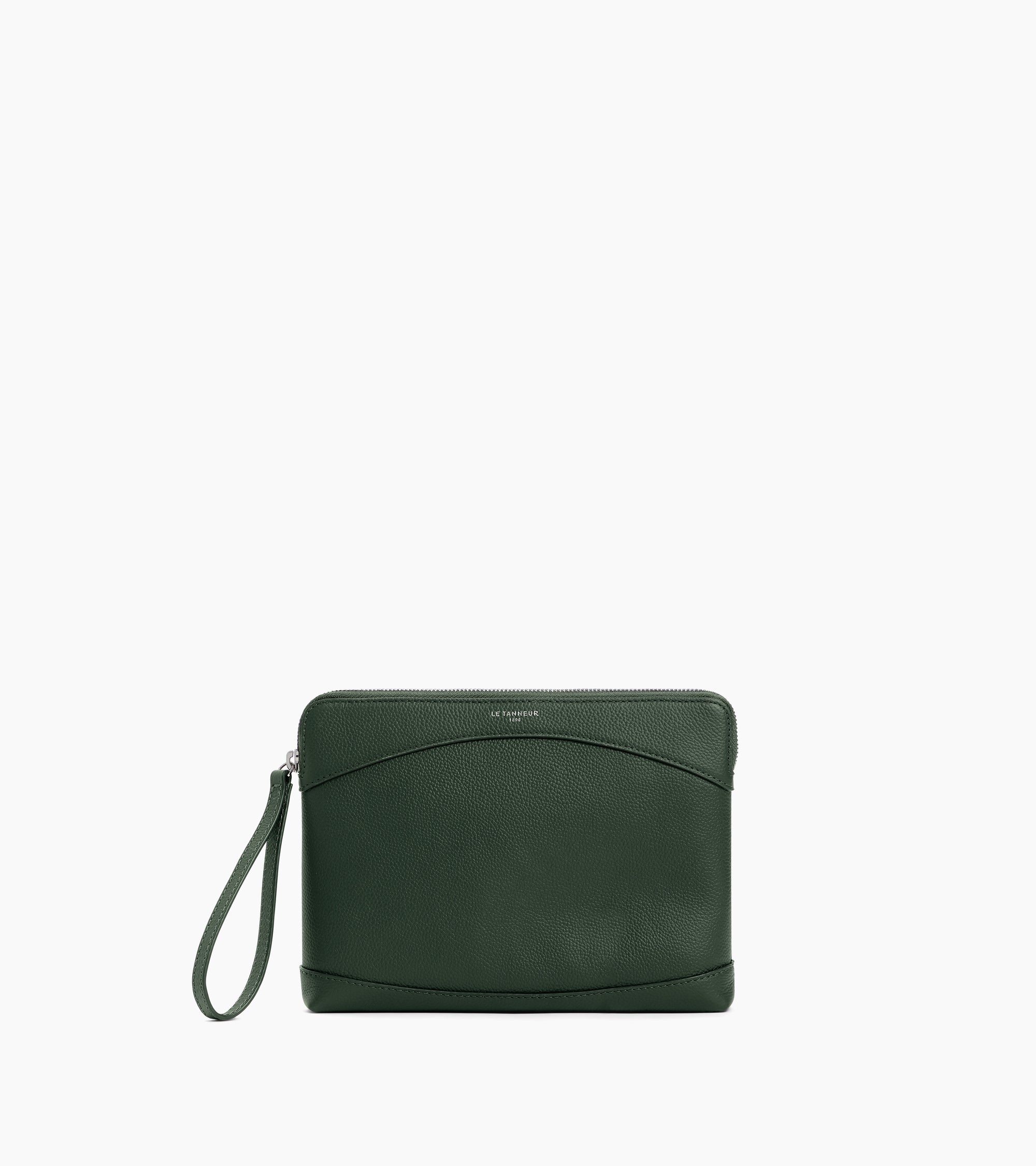 Kleine Tasche aus genarbtem Leder mit Reißverschluss