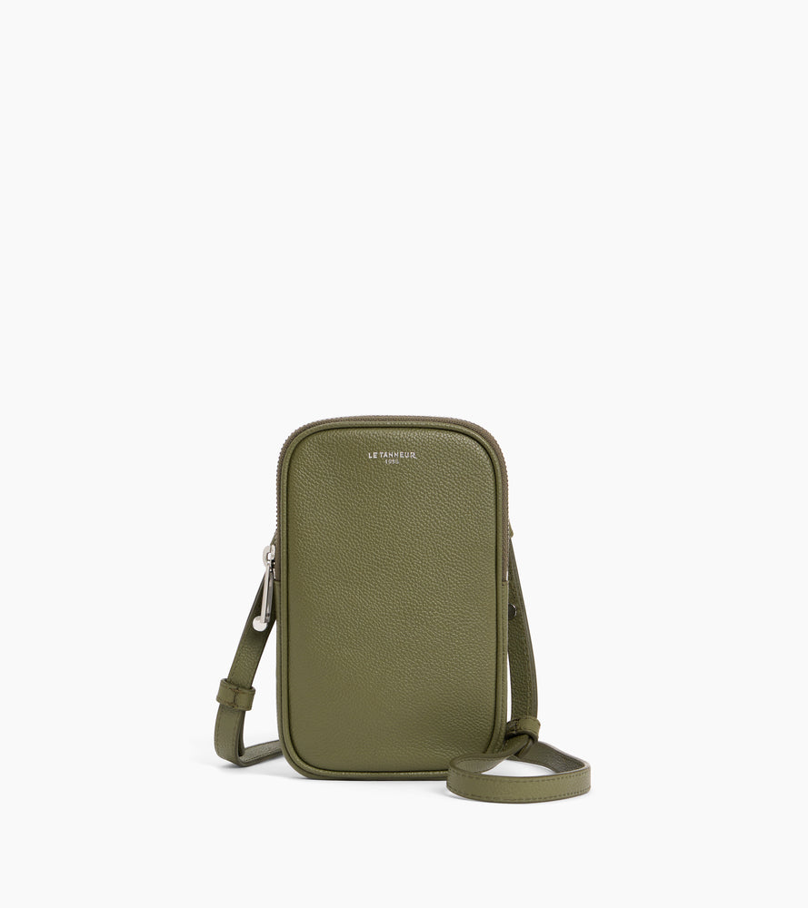 Phone case in grained leather