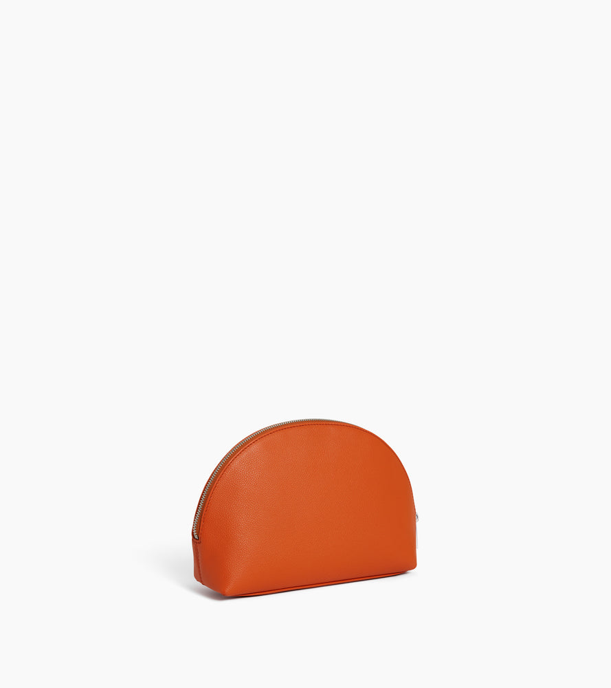 Trousse de toilette demi-lune en cuir grainé