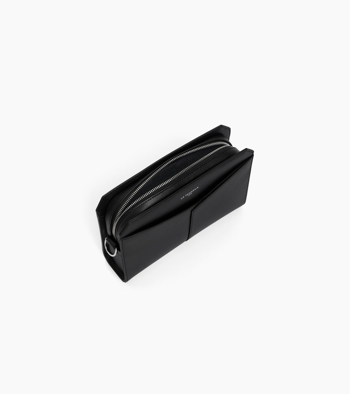 Anatole pouch with strap in bonded and smooth leather