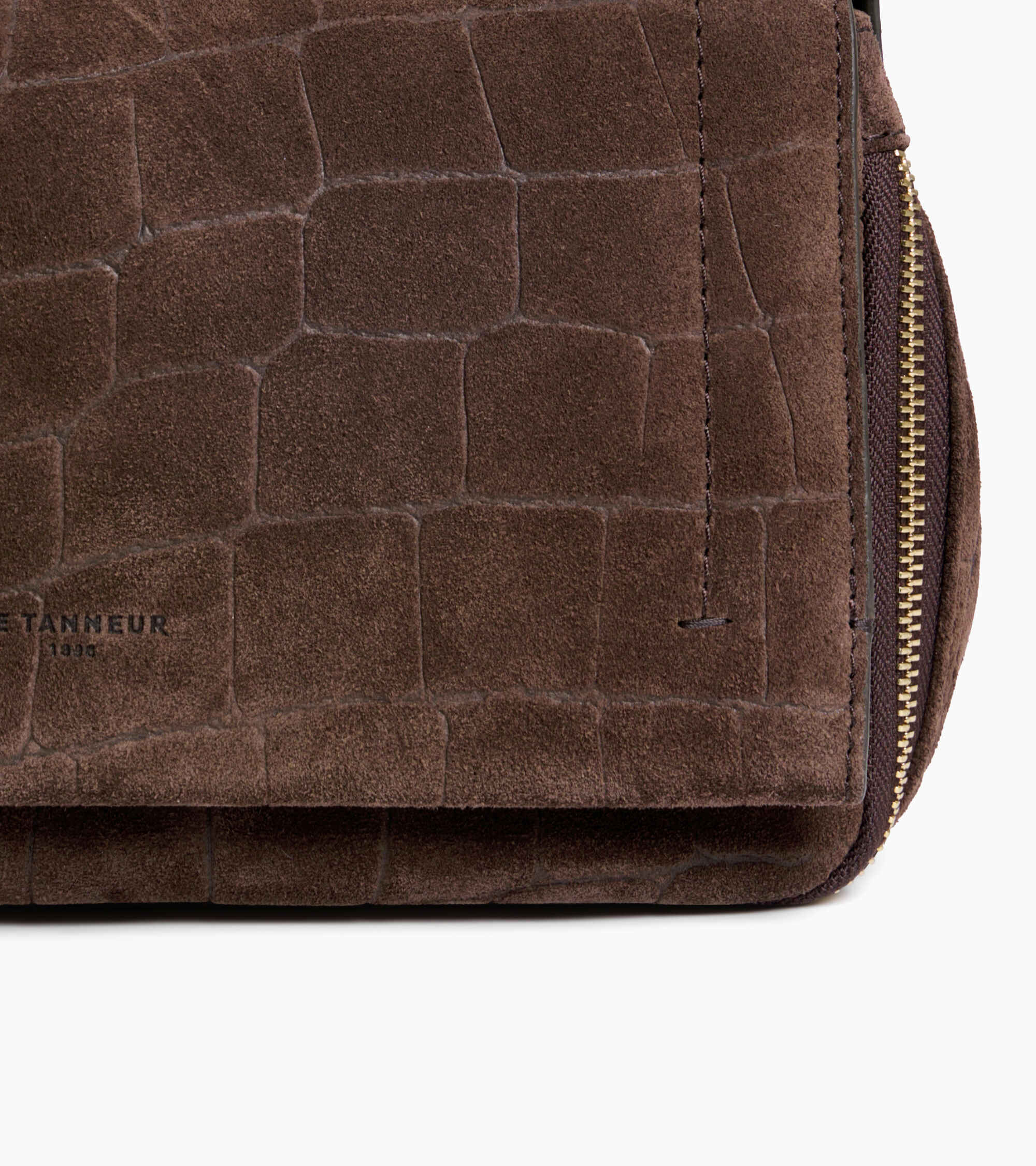 Pequeño bolso bandolera Aurore de piel serraje con grabado efecto cocodrilo