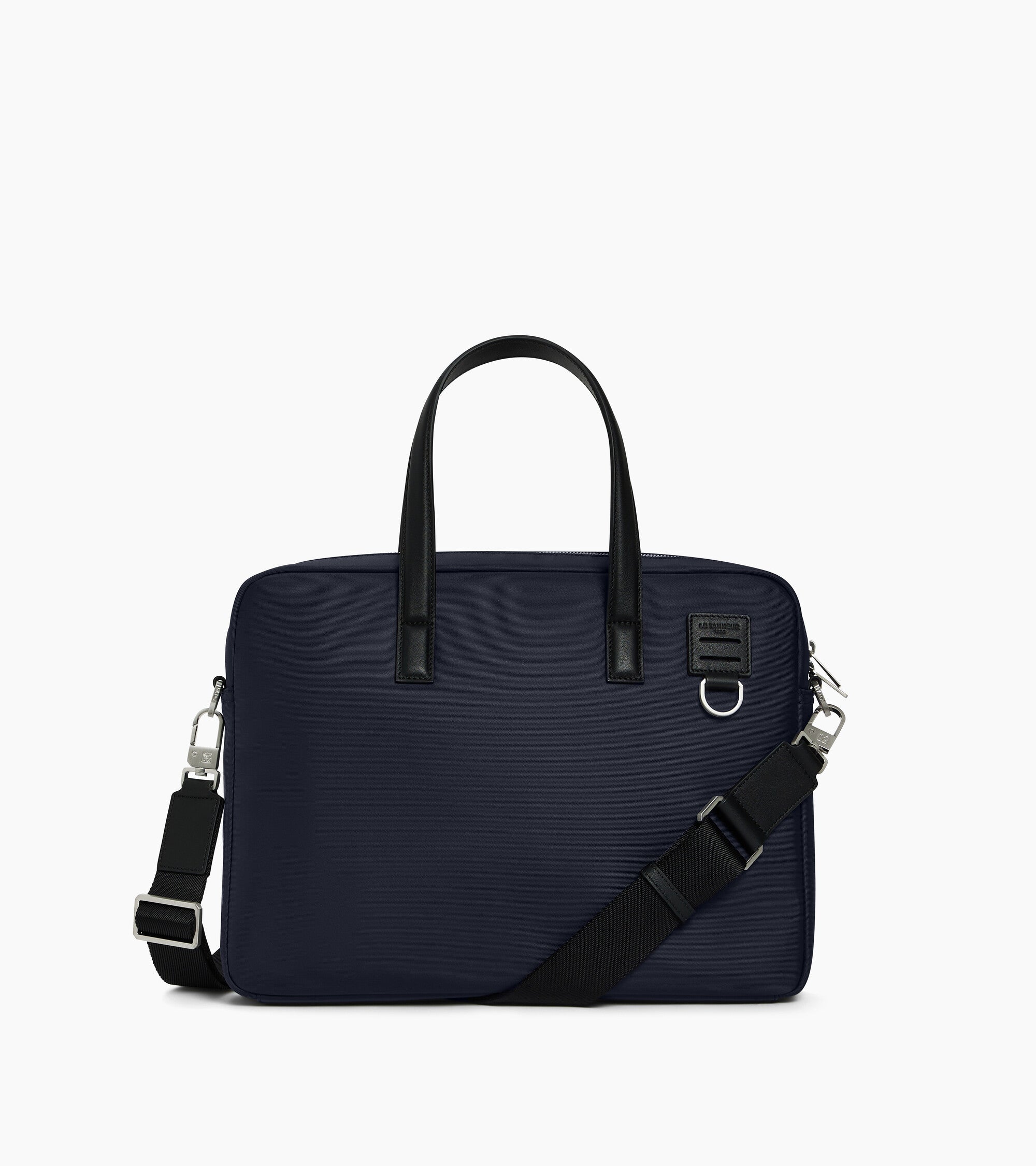 Basile 15" briefcase in nylon canvas and smooth leather