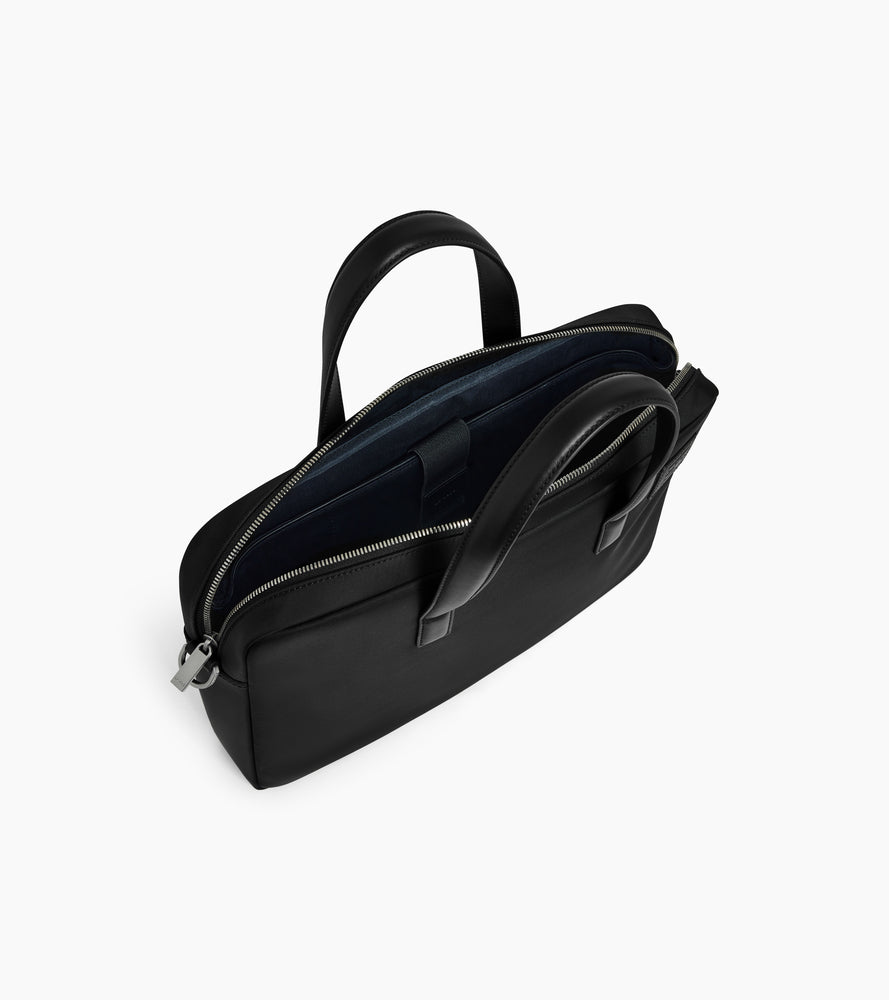Basile 15" briefcase in nylon canvas and smooth leather