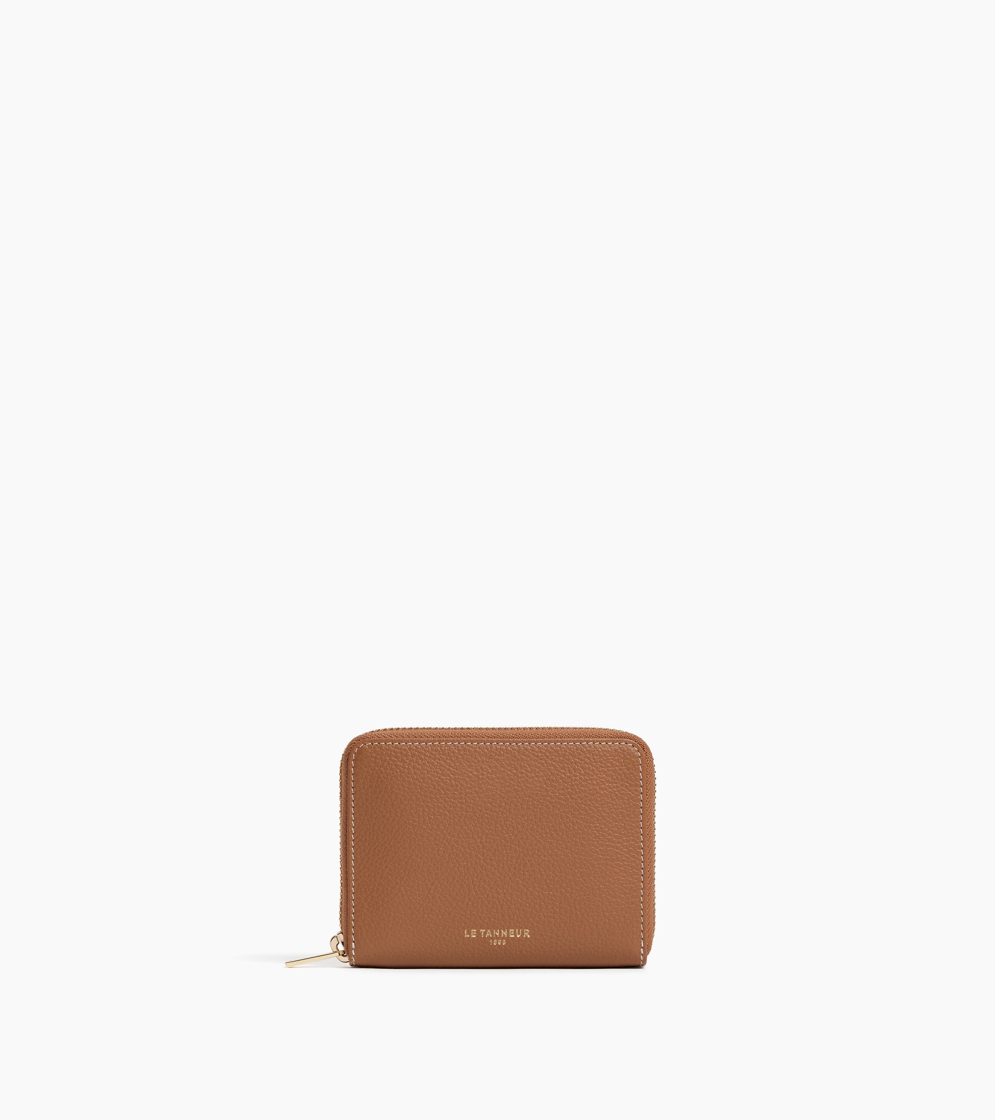Albertine zipped coin purse with removable card holder in grained leather
