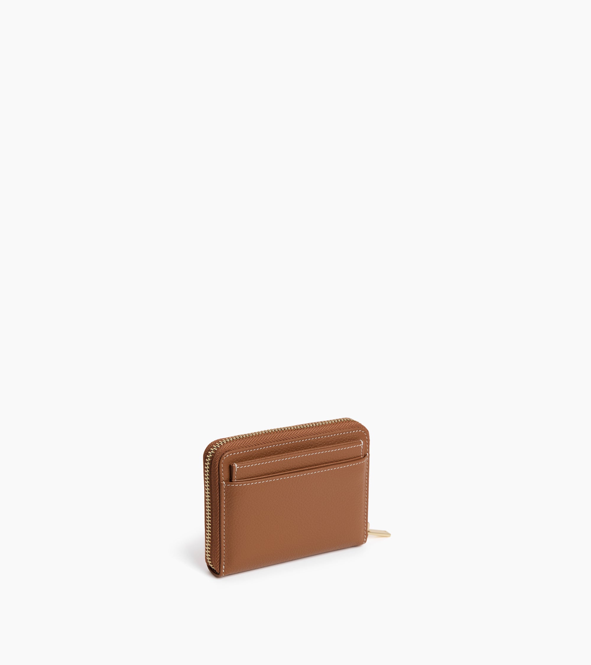 Albertine zipped coin purse with removable card holder in grained leather