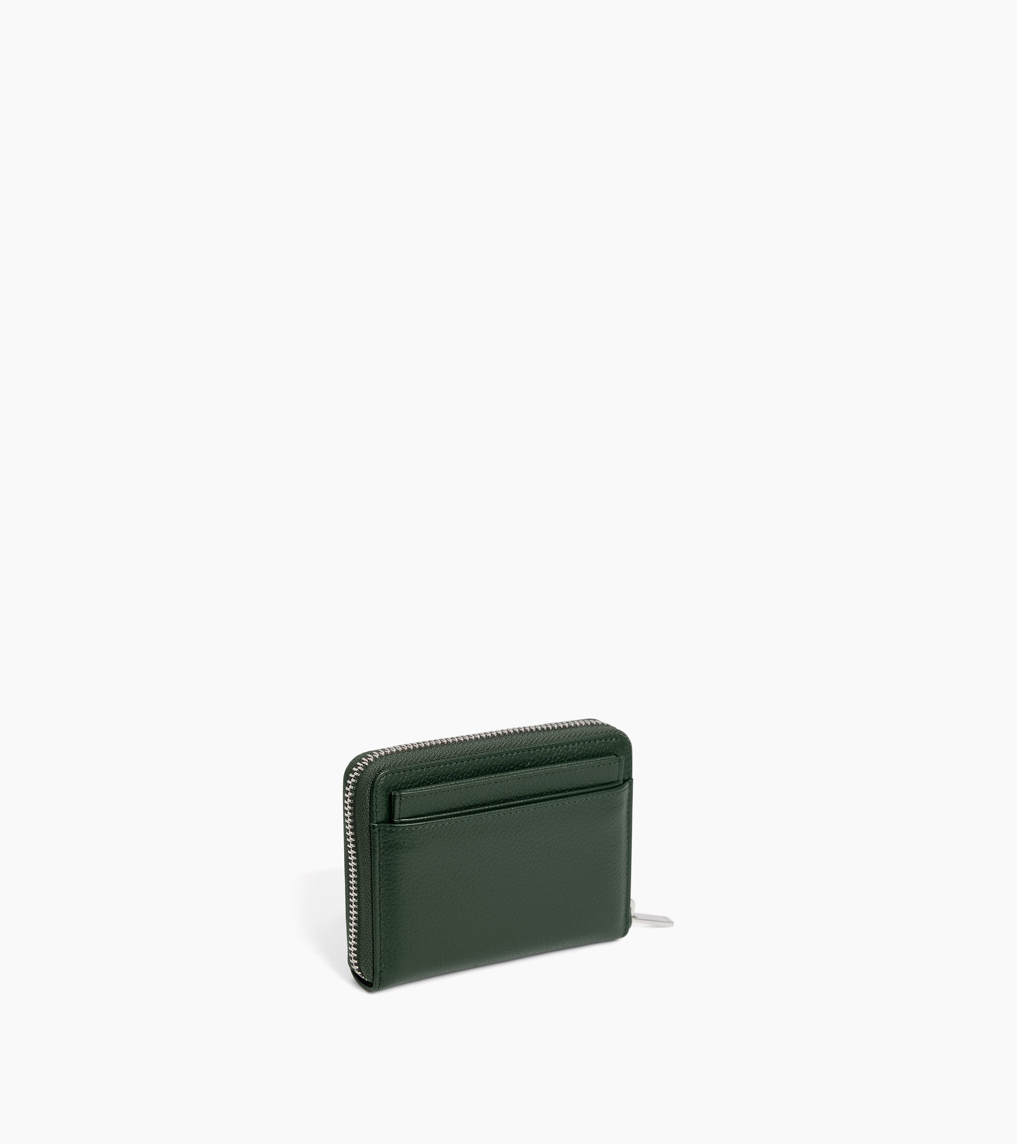 Albertine zipped coin purse with removable card holder in grained leather