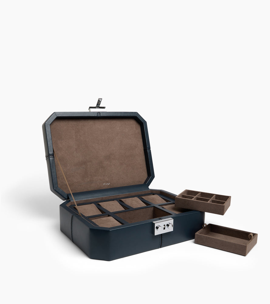6-watch and cufflinks box in leather
