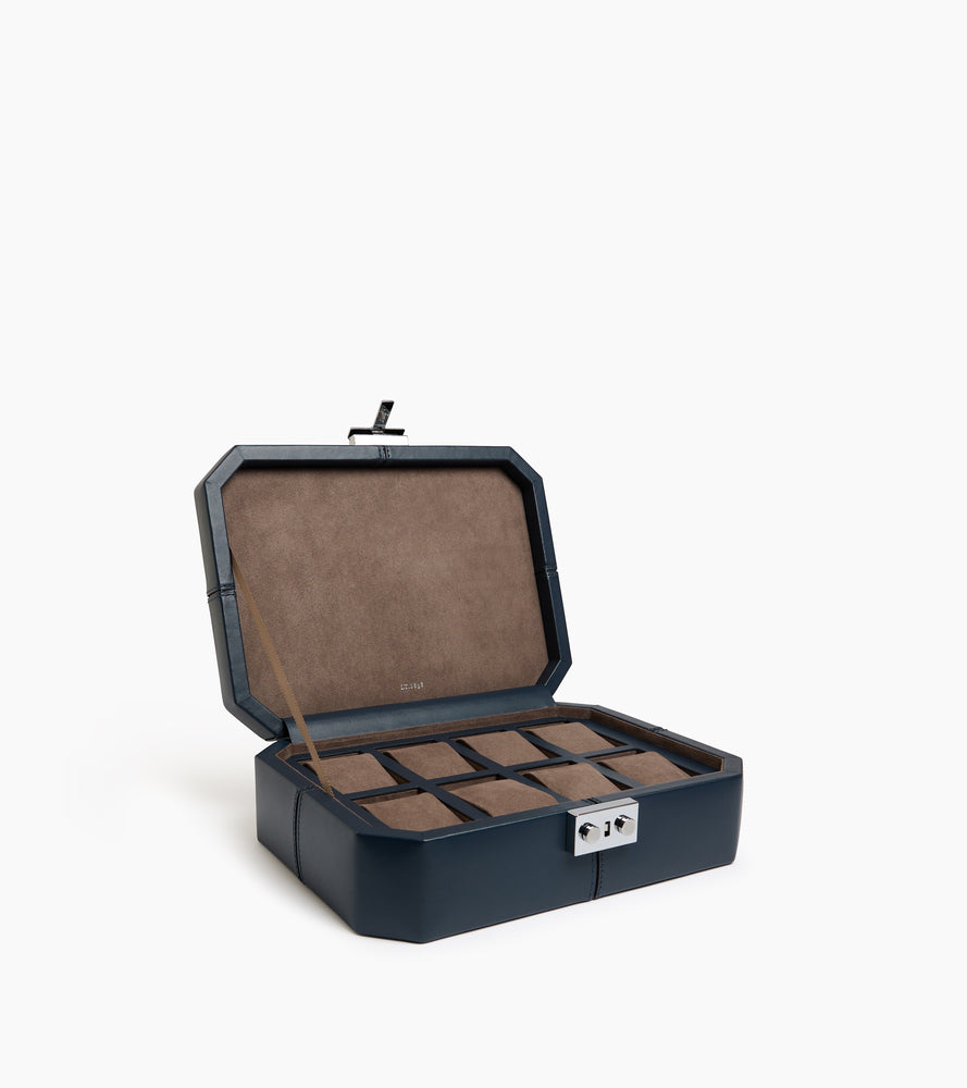 Box for 8 watches with T-clasp in leather