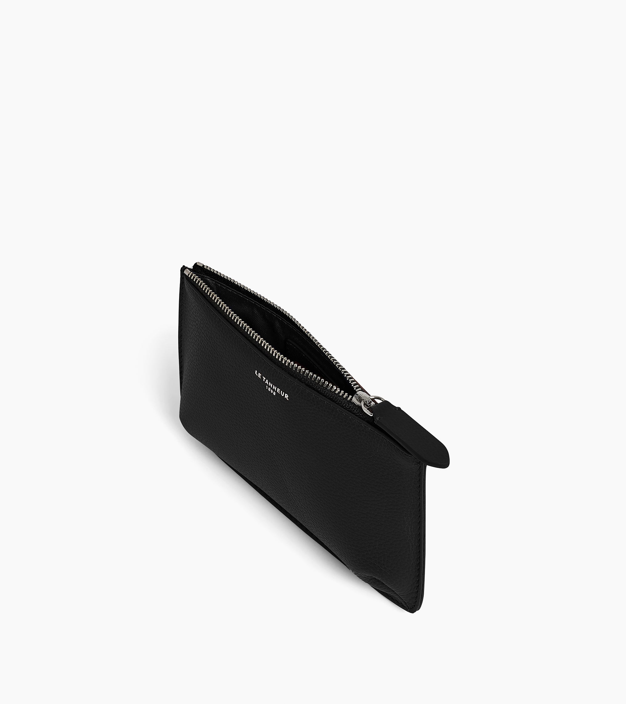 Estuche pequeño de cuero con cremallera