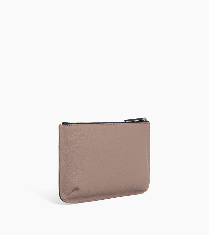 Small zip pouch in grained leather