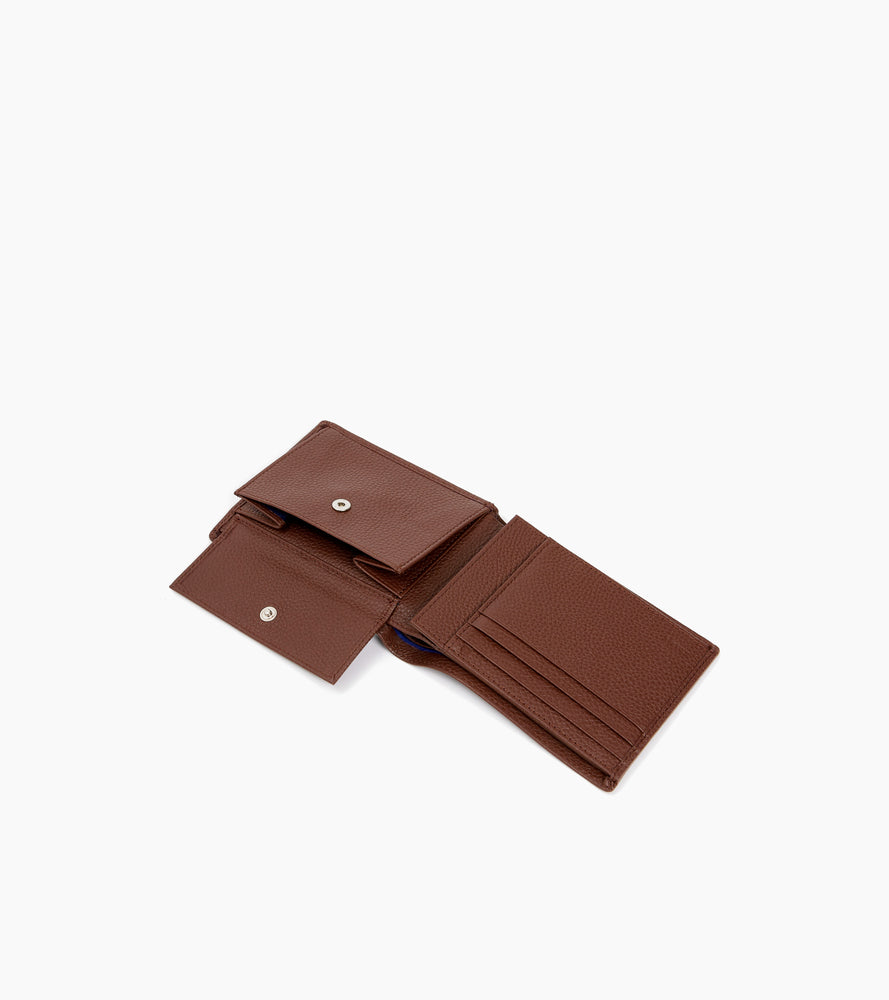 Portefeuille à rabat 2 volets Charles en cuir grainé