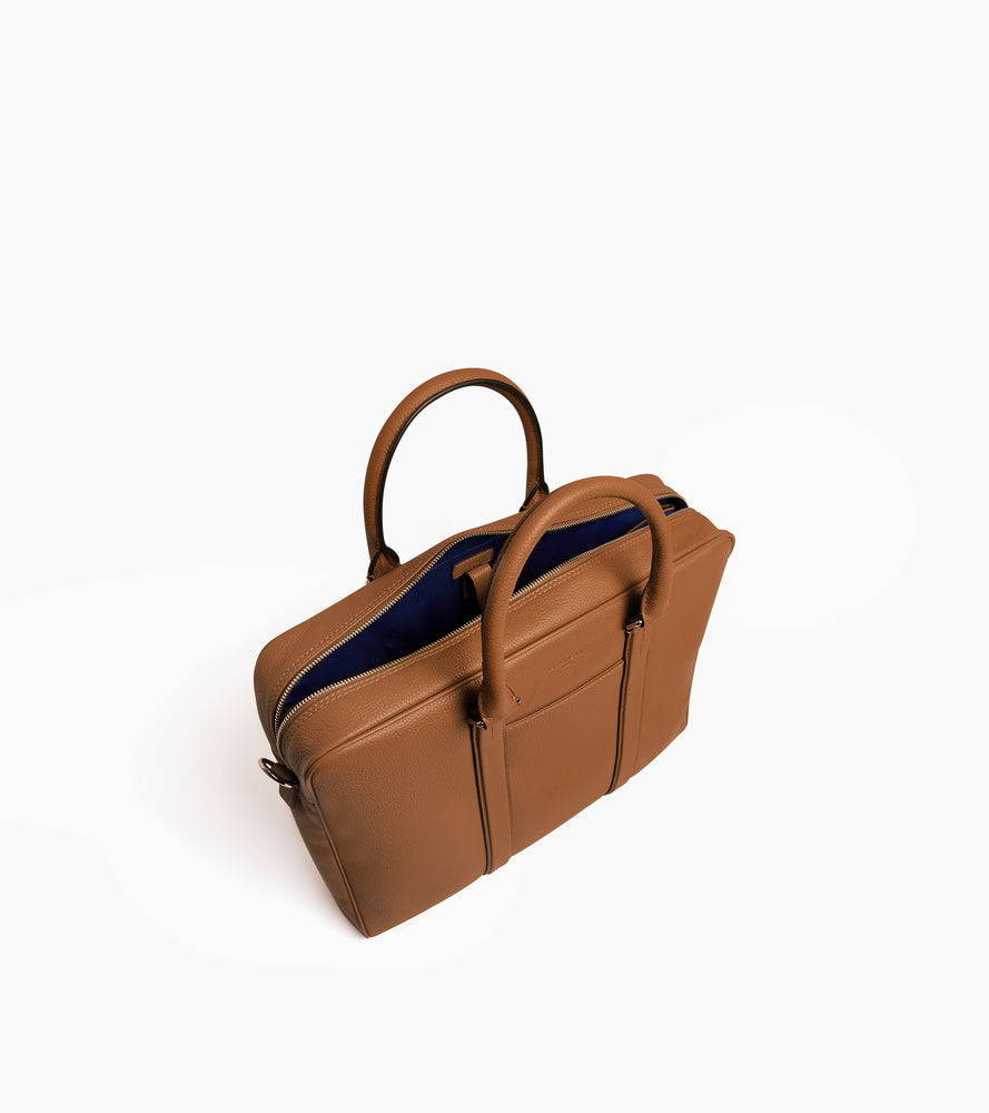 Charles 17" briefcase in grained leather medium size