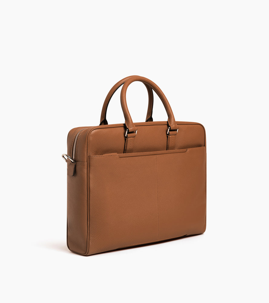 Charles 17" briefcase in grained leather medium size