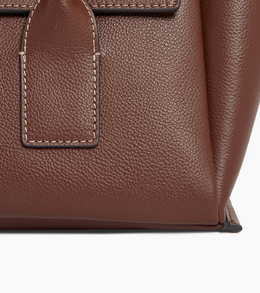 Elena medium tote bag with flap, in grained leather