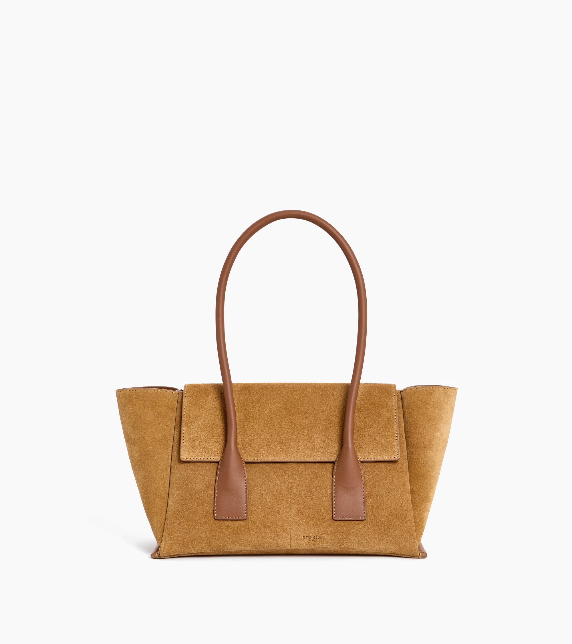 Elena medium tote bag with flap in suede split leather