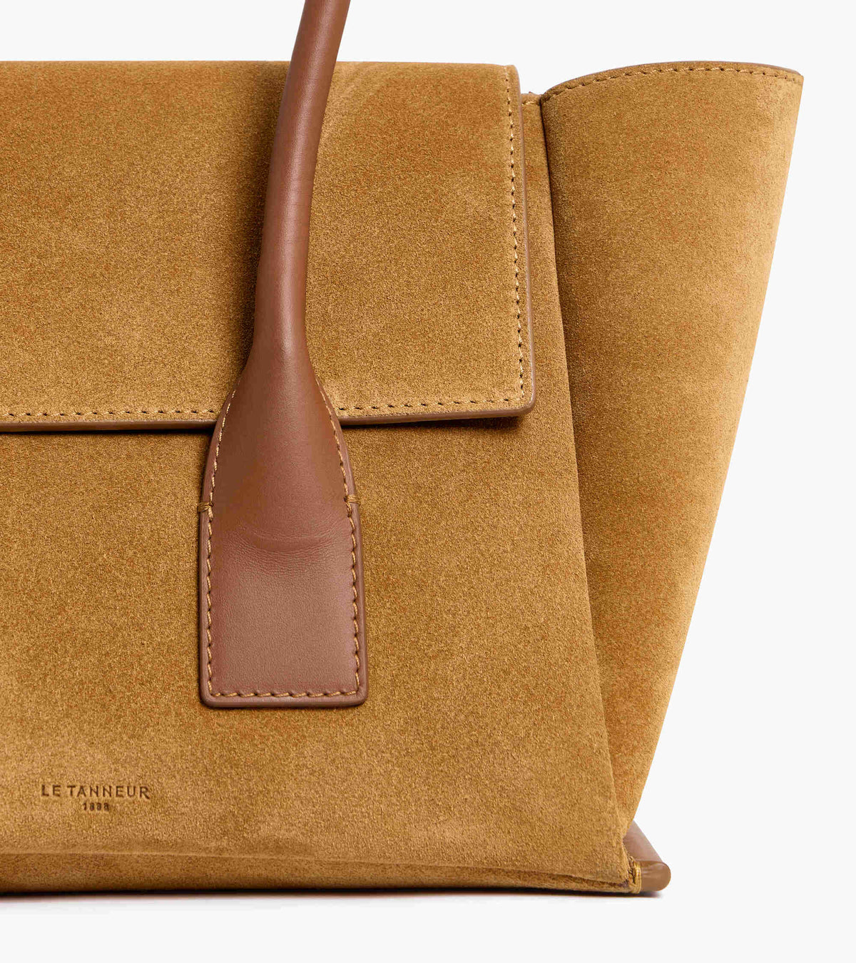 Elena medium tote bag with flap in suede split leather