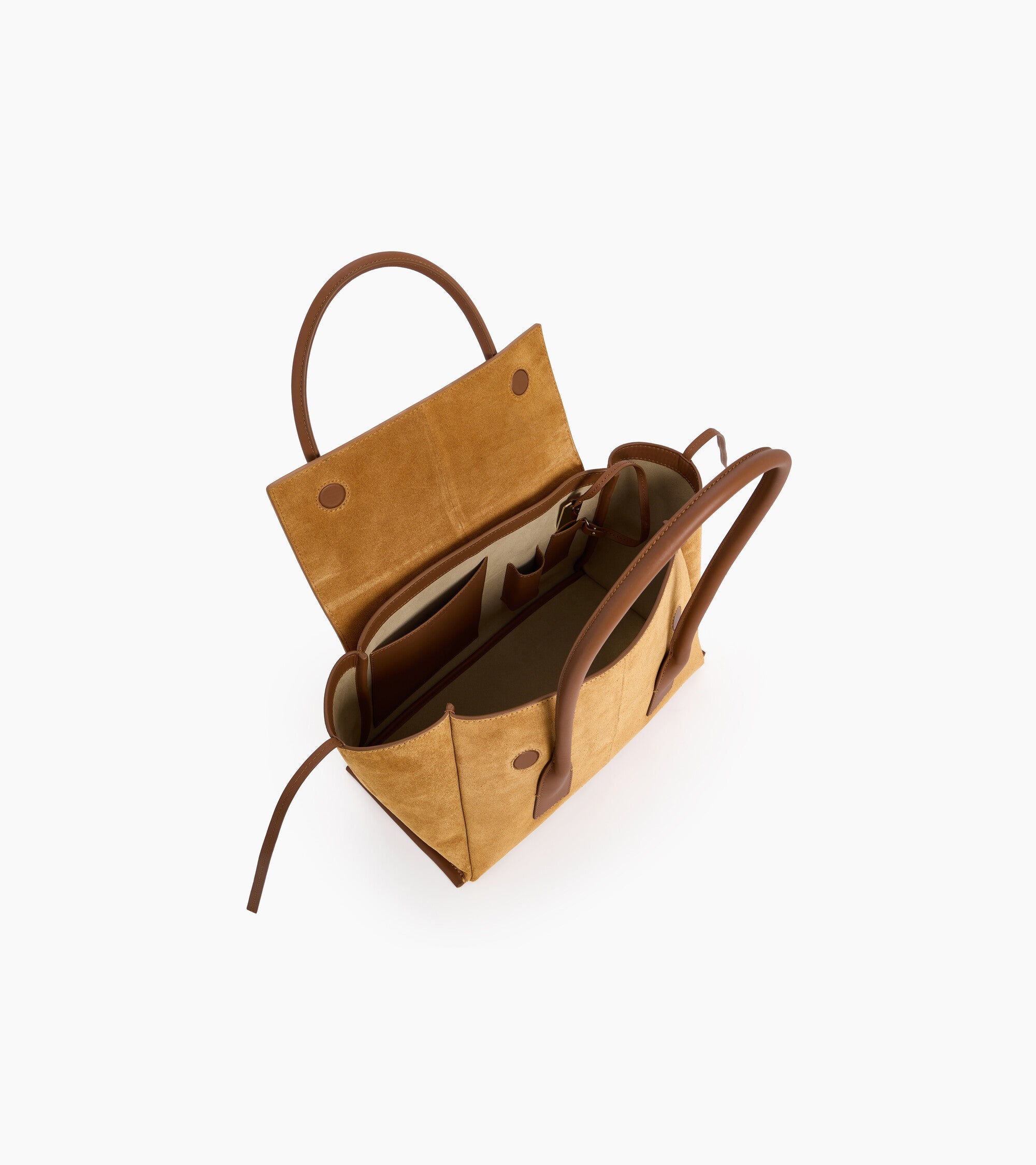 Elena medium tote bag with flap in suede split leather