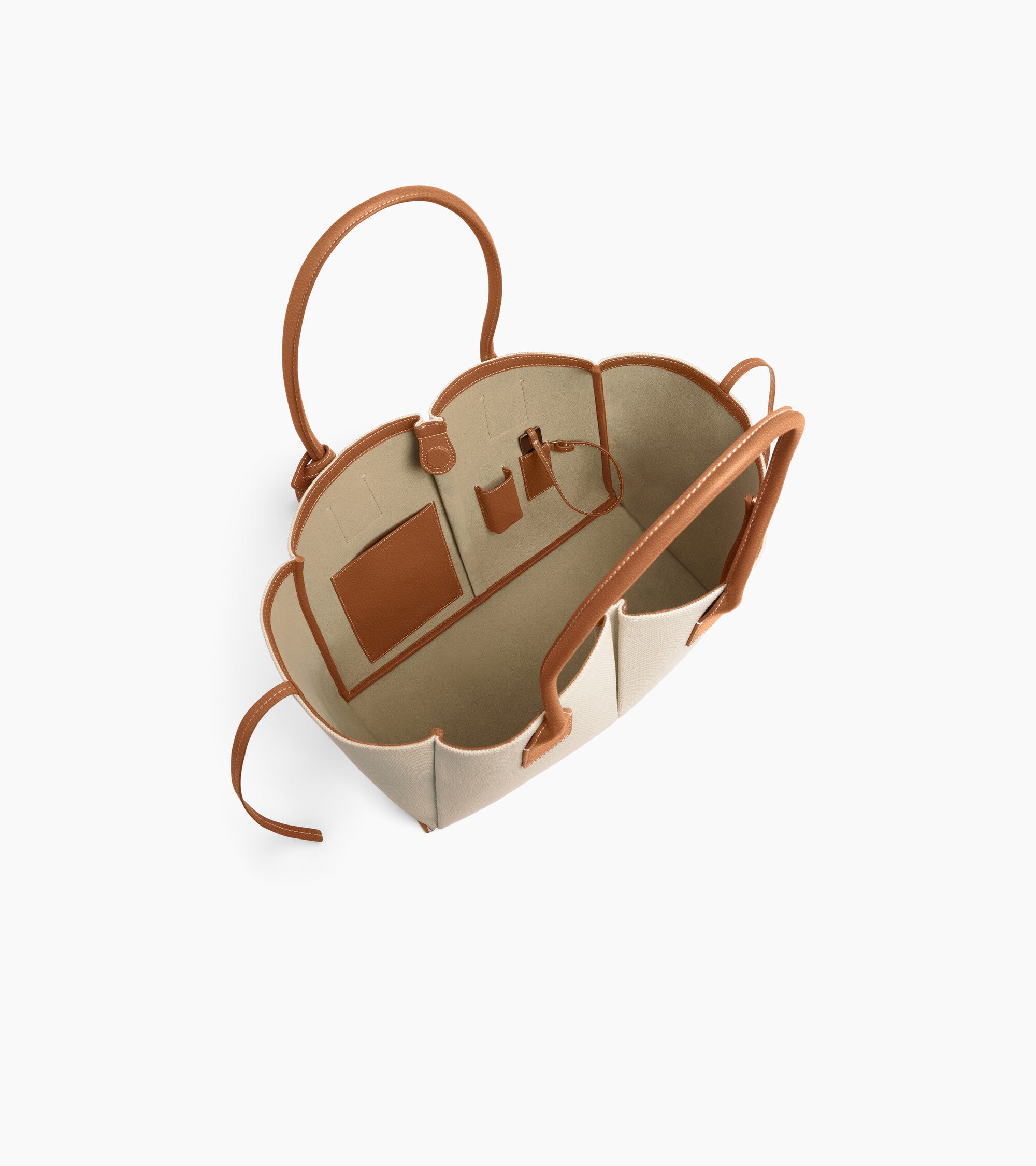 Grand sac cabas Elena en toile coton et cuir grainé