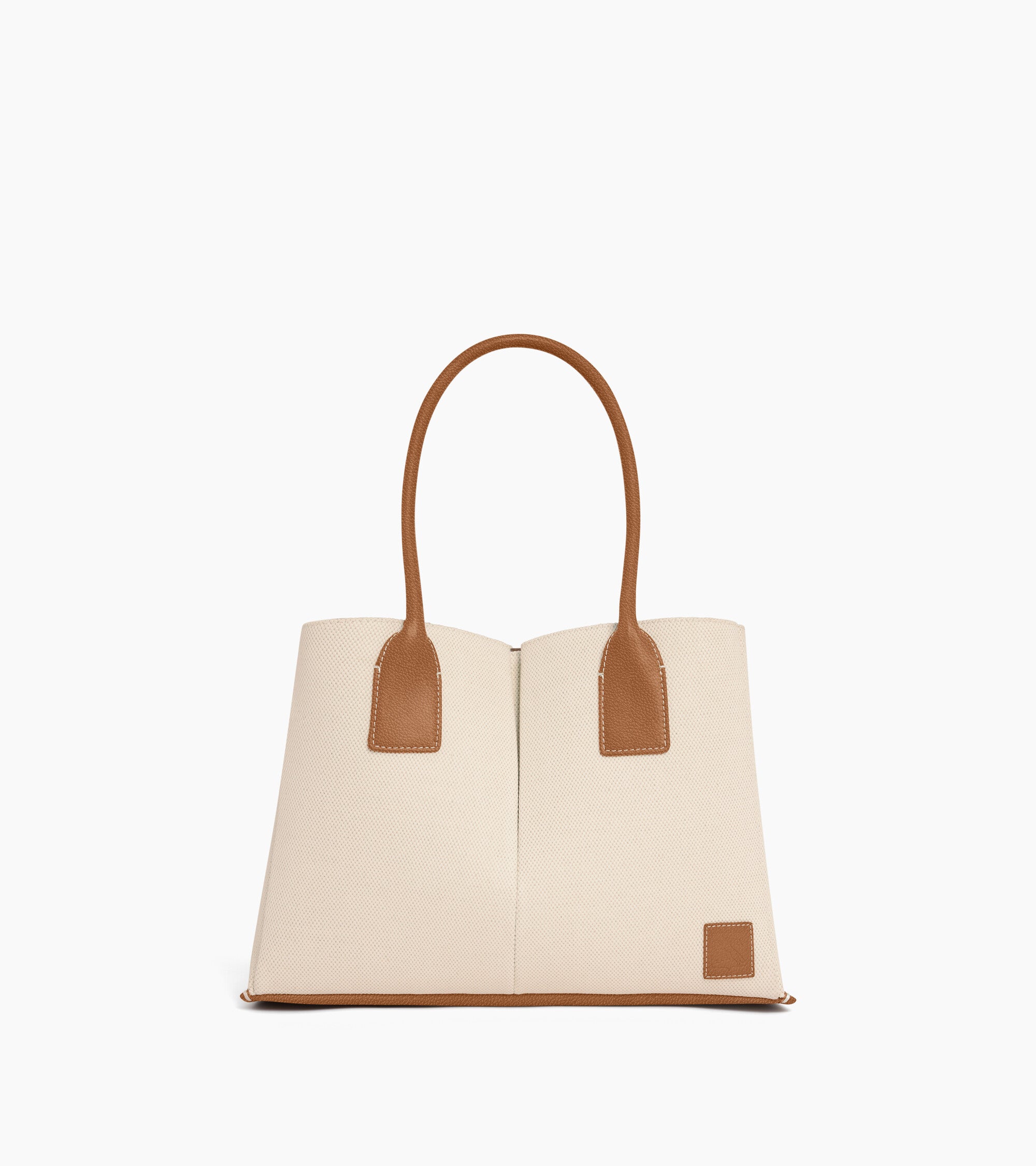 Grand sac cabas Elena en toile coton et cuir grainé