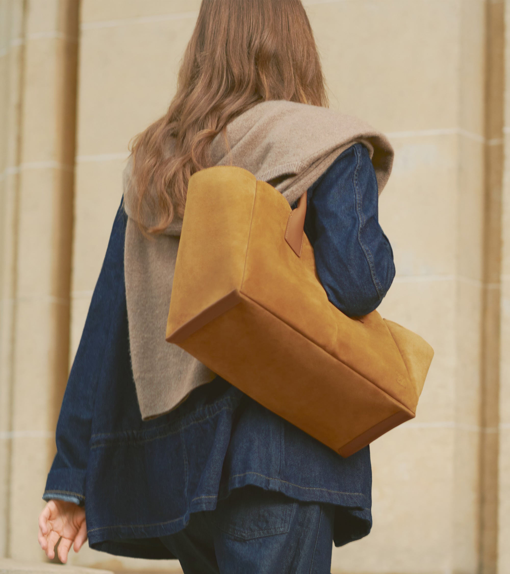 Elena large tote bag in suede split leather