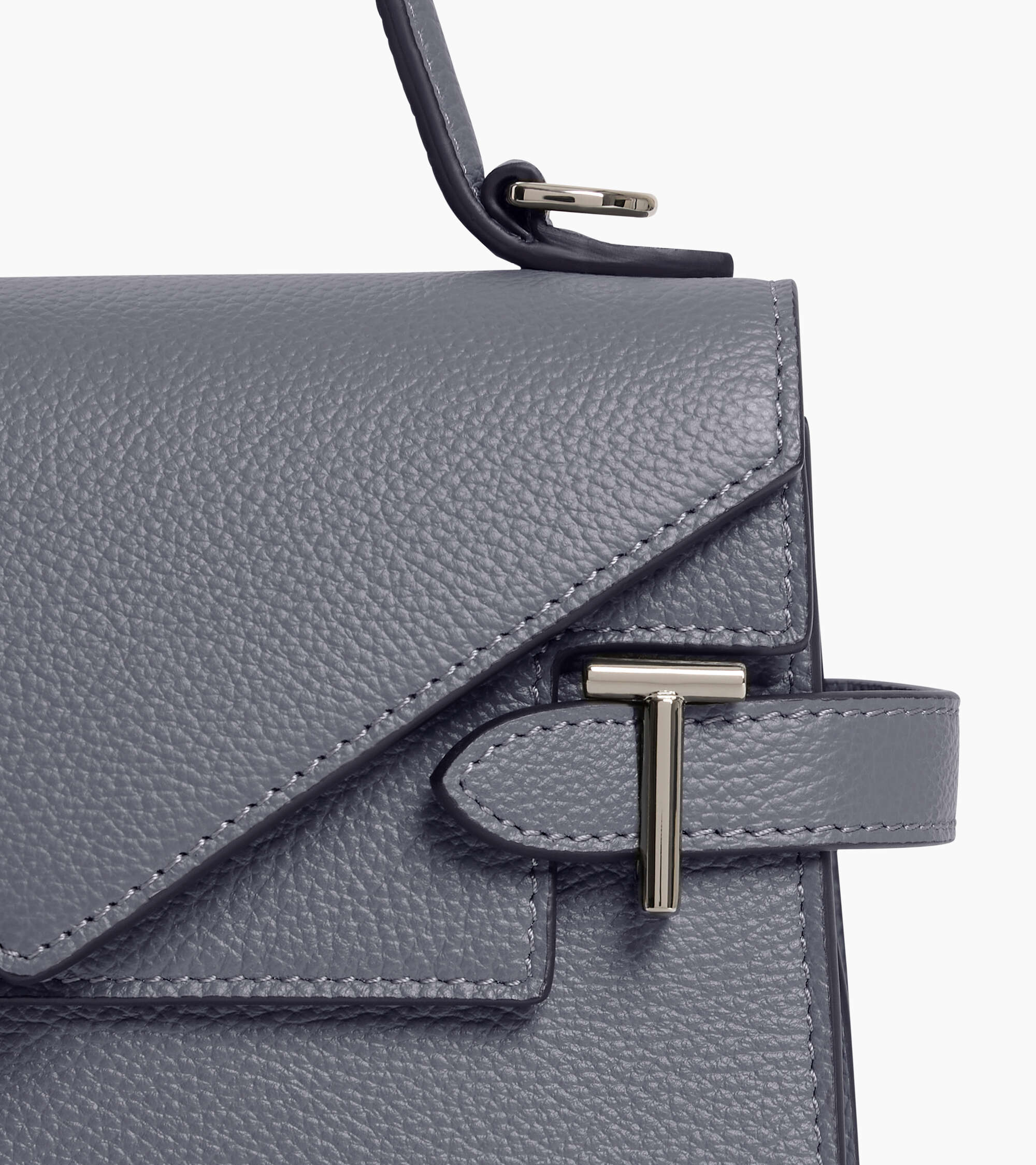 Bolso de mano pequeño Emilie de piel texturizada con doble solapa