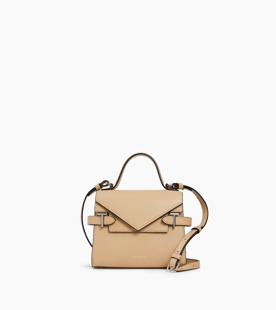 Emilie small handbag with double flap in grained leather